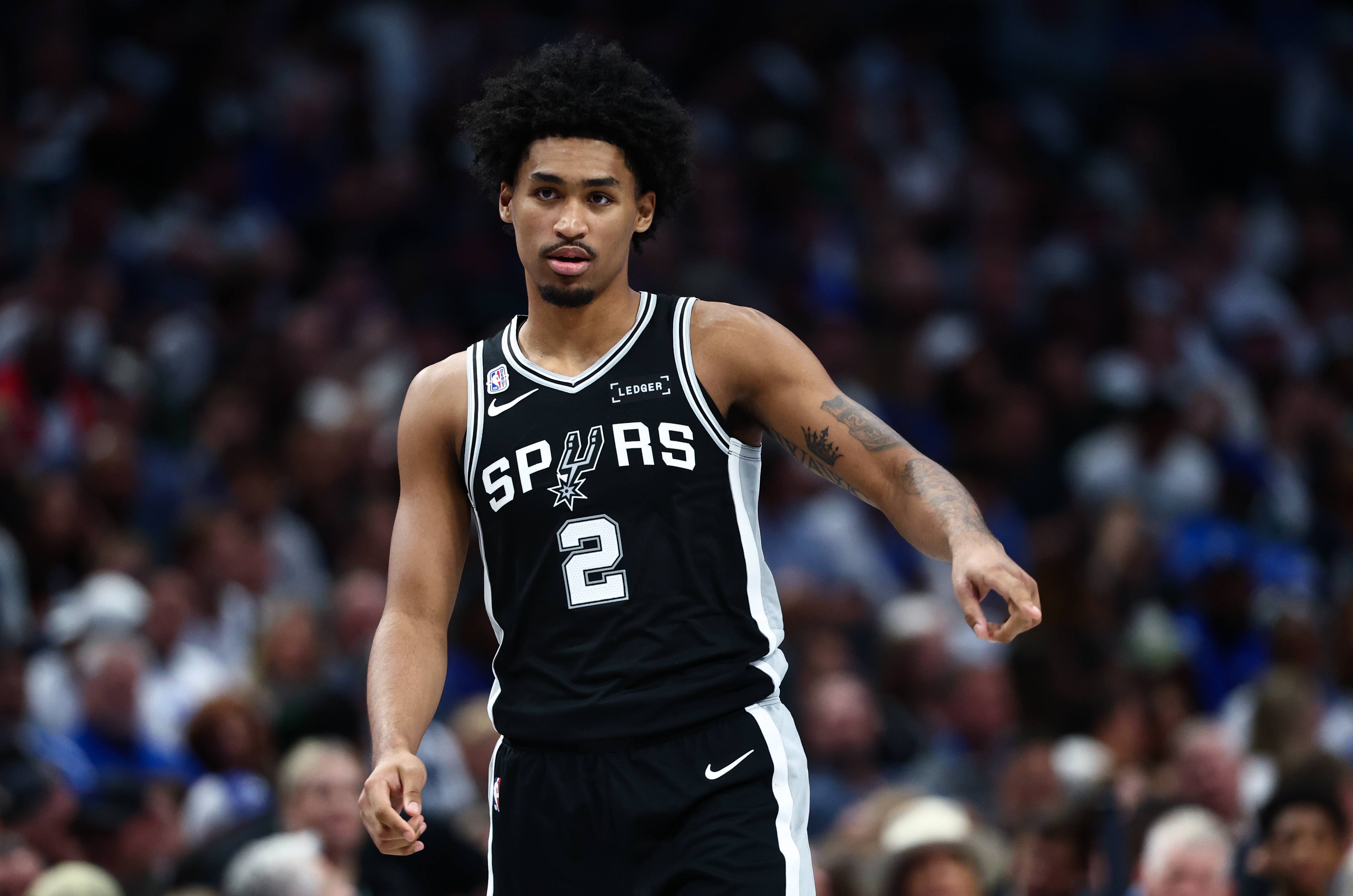 San Antonio Spurs guard Dylan Harper (2) looks on as we offer our NBA player props today.