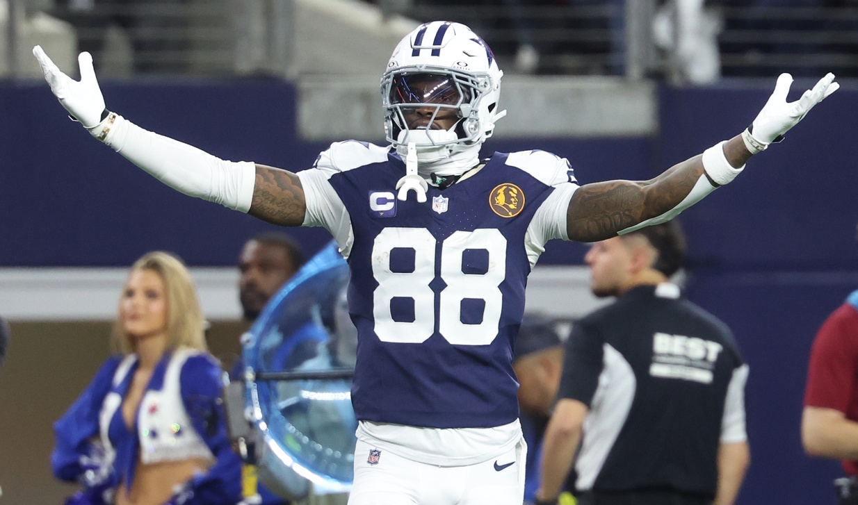 Dallas Cowboys wide receiver CeeDee Lamb celebrates, and he's key to our anytime touchdown scorer predictions for Christmas Day