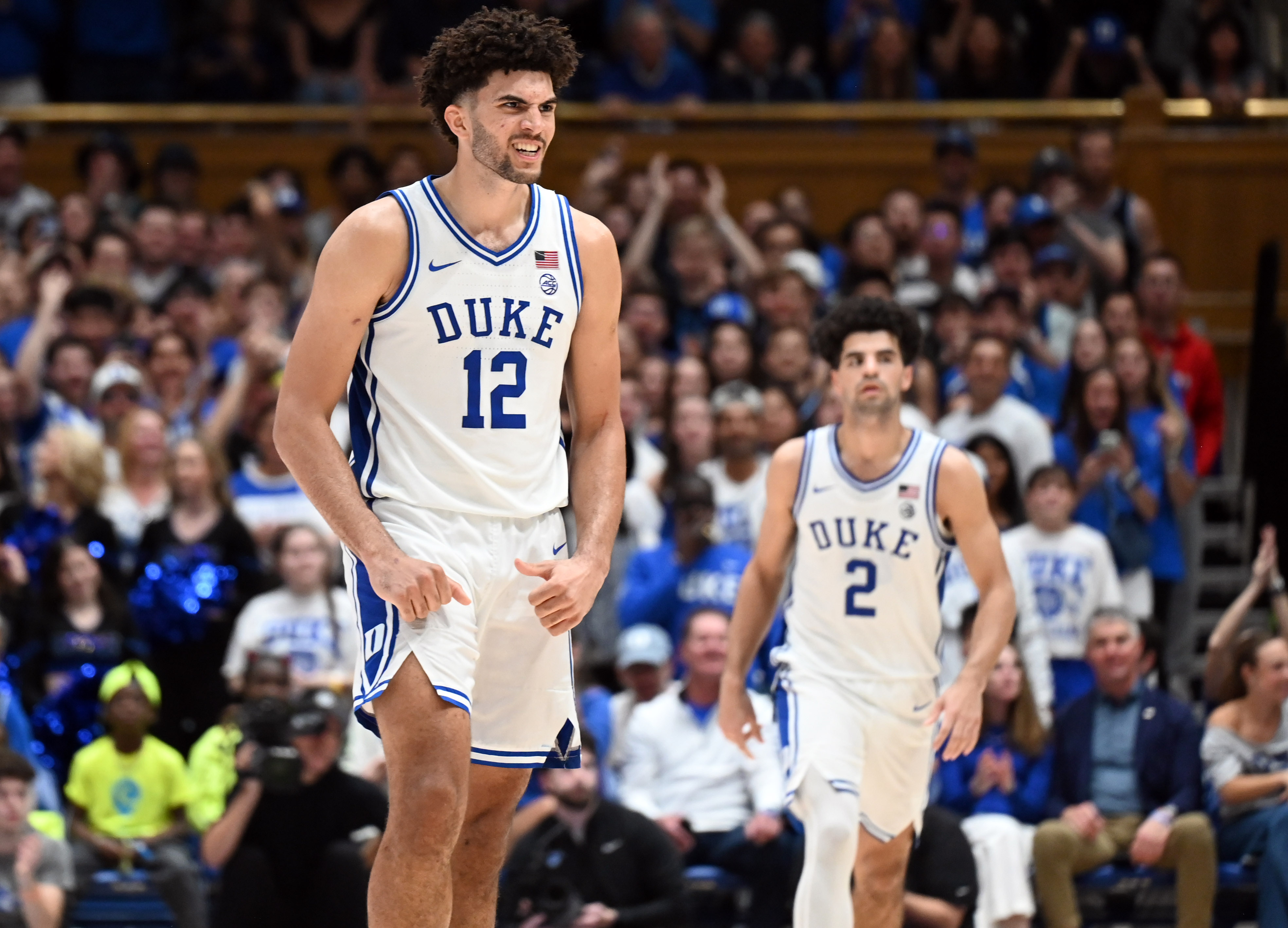Duke's Cameron Boozer (12) is the focus of our college basketball predictions and best bets for today.