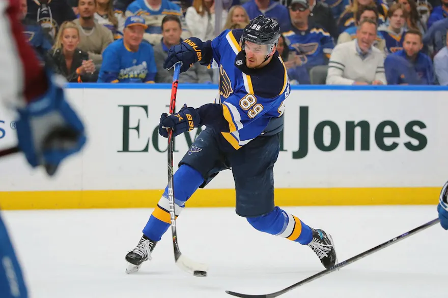 Pavel Buchnevich of the St. Louis Blues shoots the puck against the Colorado Avalanche in the third period during Game Four of the Second Round of the 2022 Stanley Cup Playoffs on May 23, 2022. Photo by Dilip Vishwanat Getty Images via AFP.