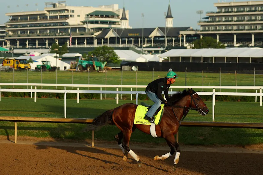 Resilience trains on the track during morning workouts as we offer our FanDuel Racing promo code