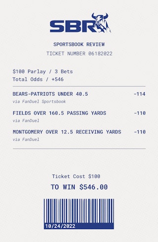 Chicago Bears vs New England Patriots Same Game Parlay Betting