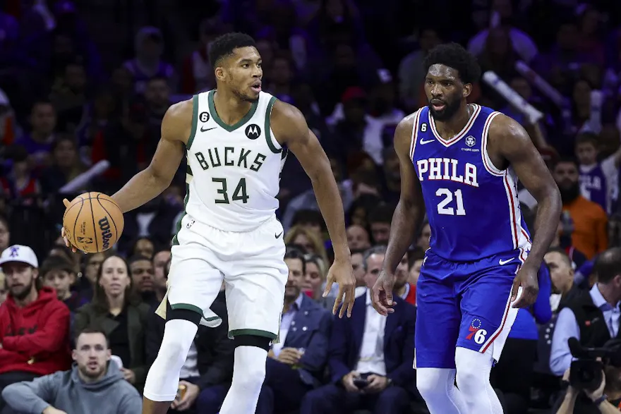 Giannis Antetokounmpo of the Milwaukee Bucks dribbles as we look at the NBA In-Season Tournament odds.