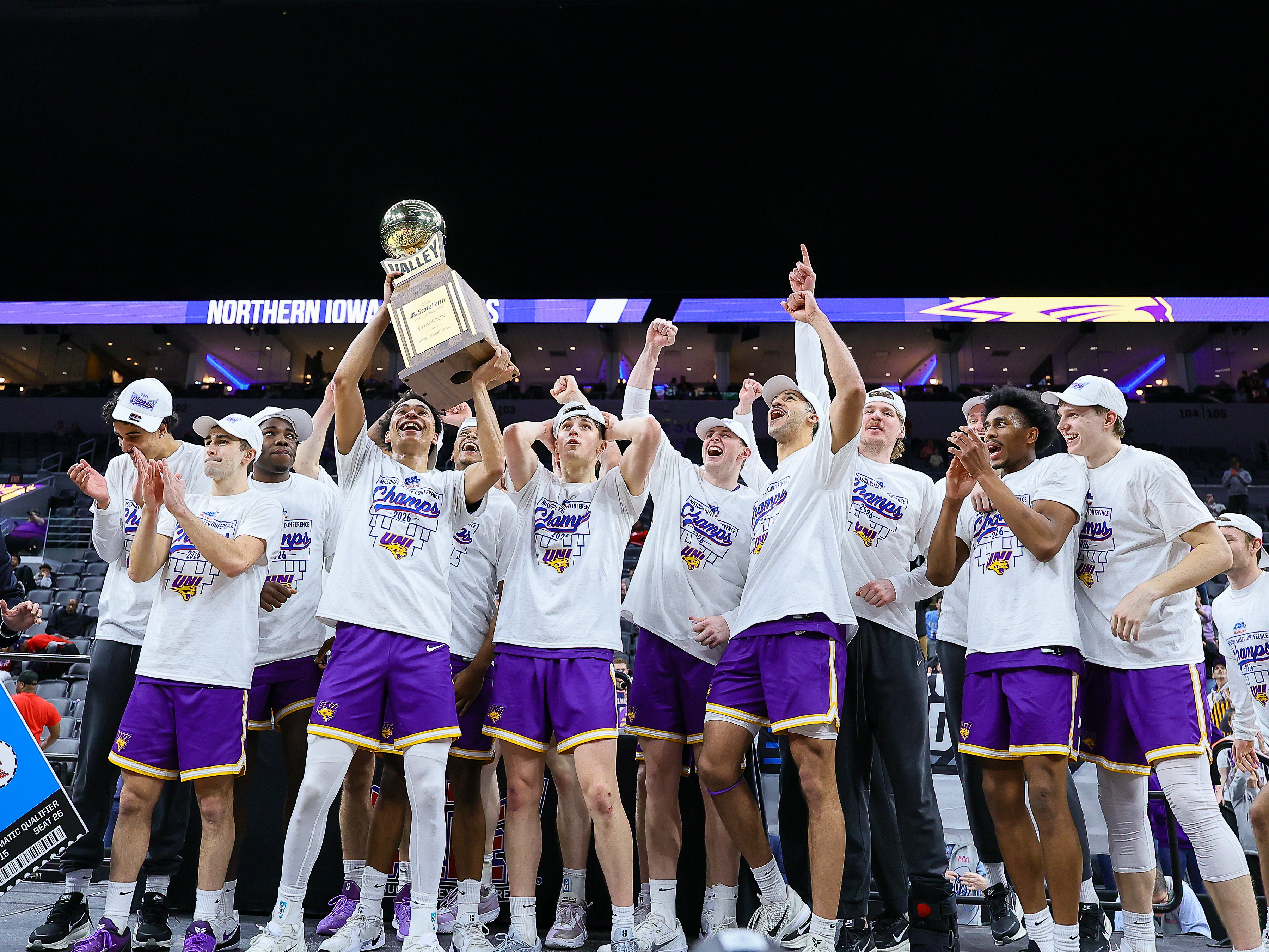 Northern Iowa players celebrate as we look at the college basketball boom in prediction markets in February.