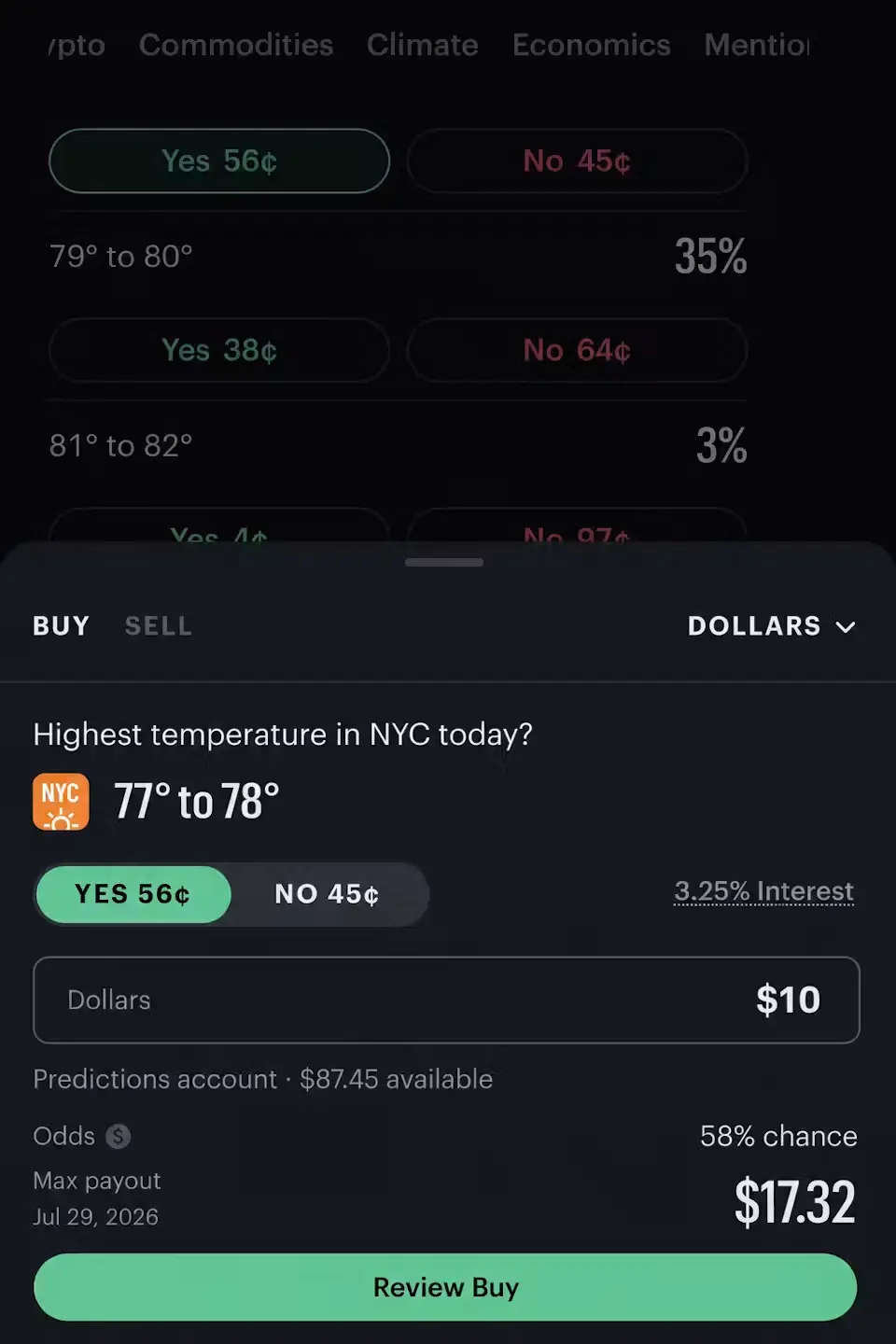 Kalshi weather trading