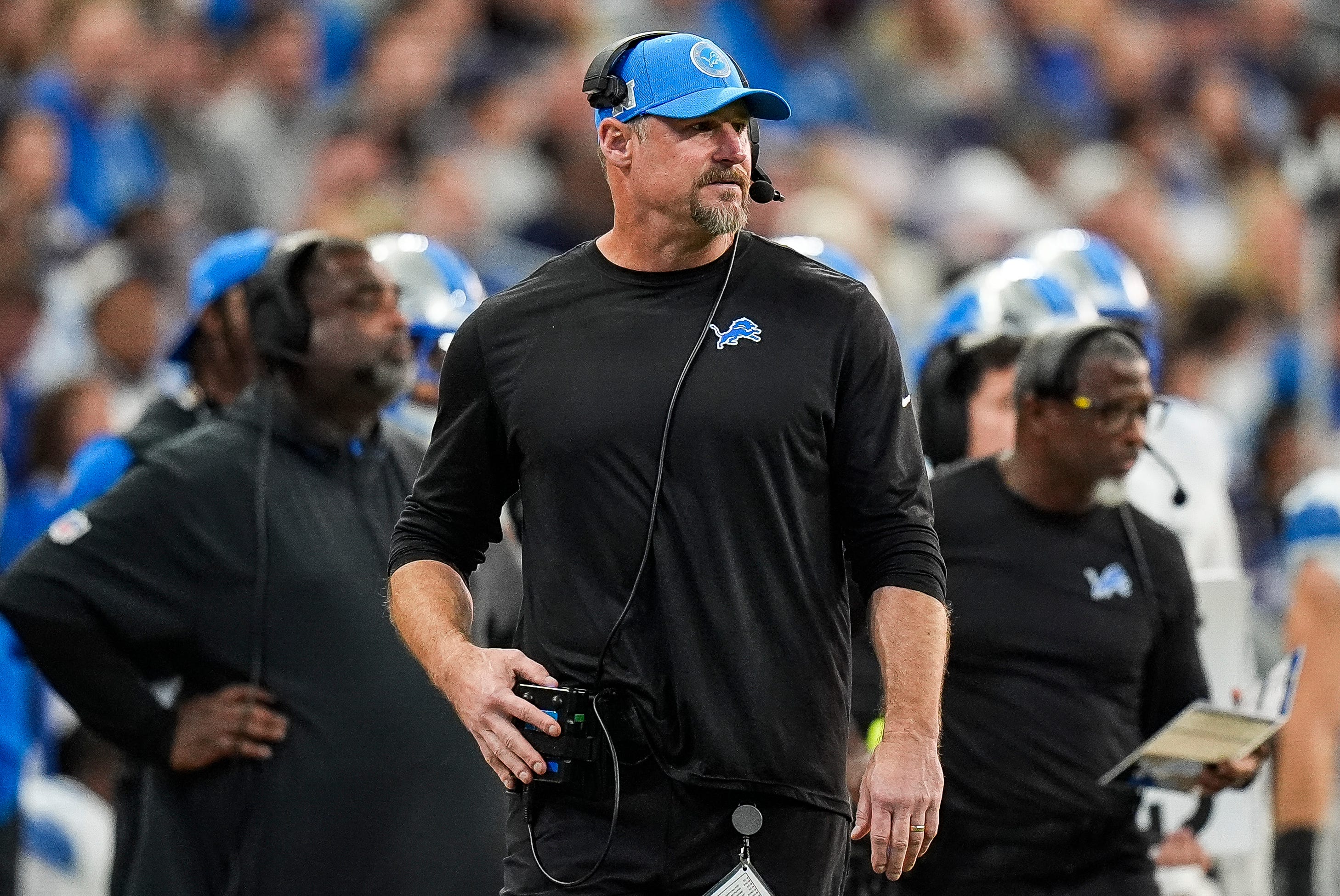 Detroit Lions head coach Dan Campbell as his team positioned as the Super Bowl odds favorite as we look at the NFL odds for Week 14.