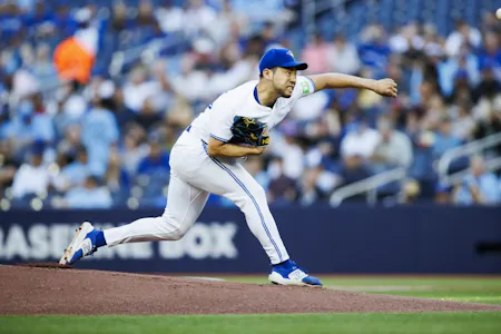 Yusei Kikuchi of the Toronto Blue Jays pitches in the first inning of their MLB game against the Chicago White Sox, and we offer our top MLB player props and expert picks based on the best MLB odds.