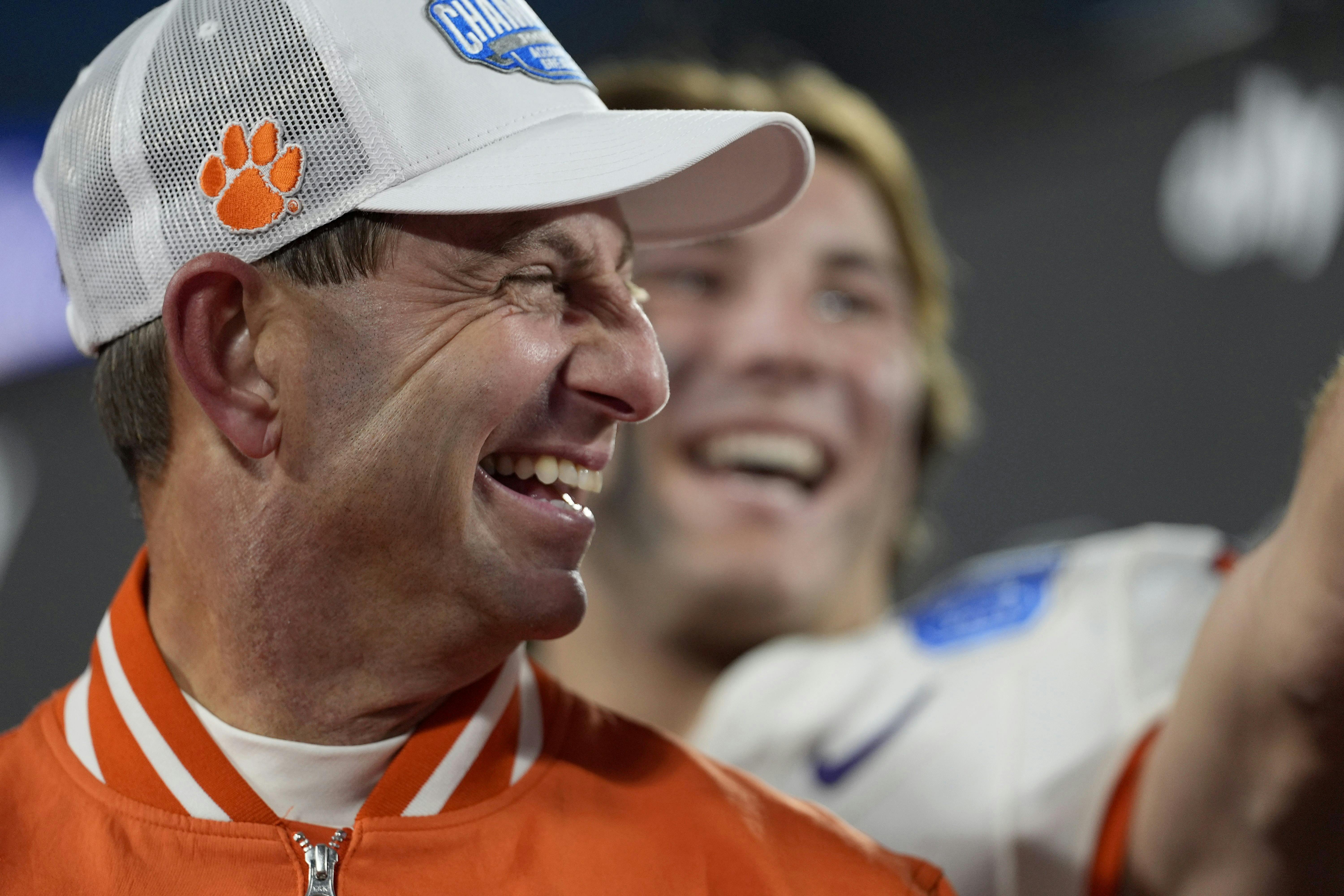 Clemson Tigers head coach Dabo Swinney celebrates as we offer our Clemson football 2025 season preview with way-too-early predictions, odds, and schedule.