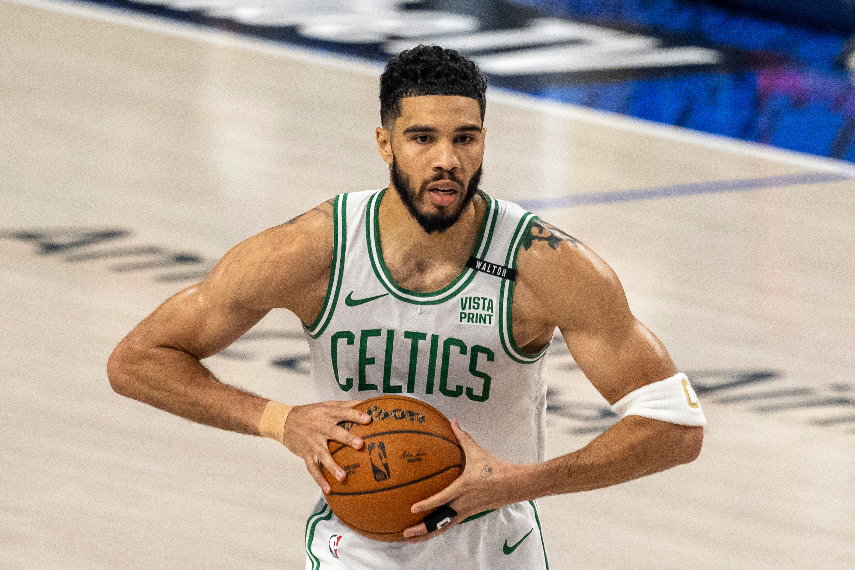 Boston Celtics forward Jayson Tatum (0), seen here controlling the ball, potentially returns on Friday as we break down our Jayson Tatum player props.