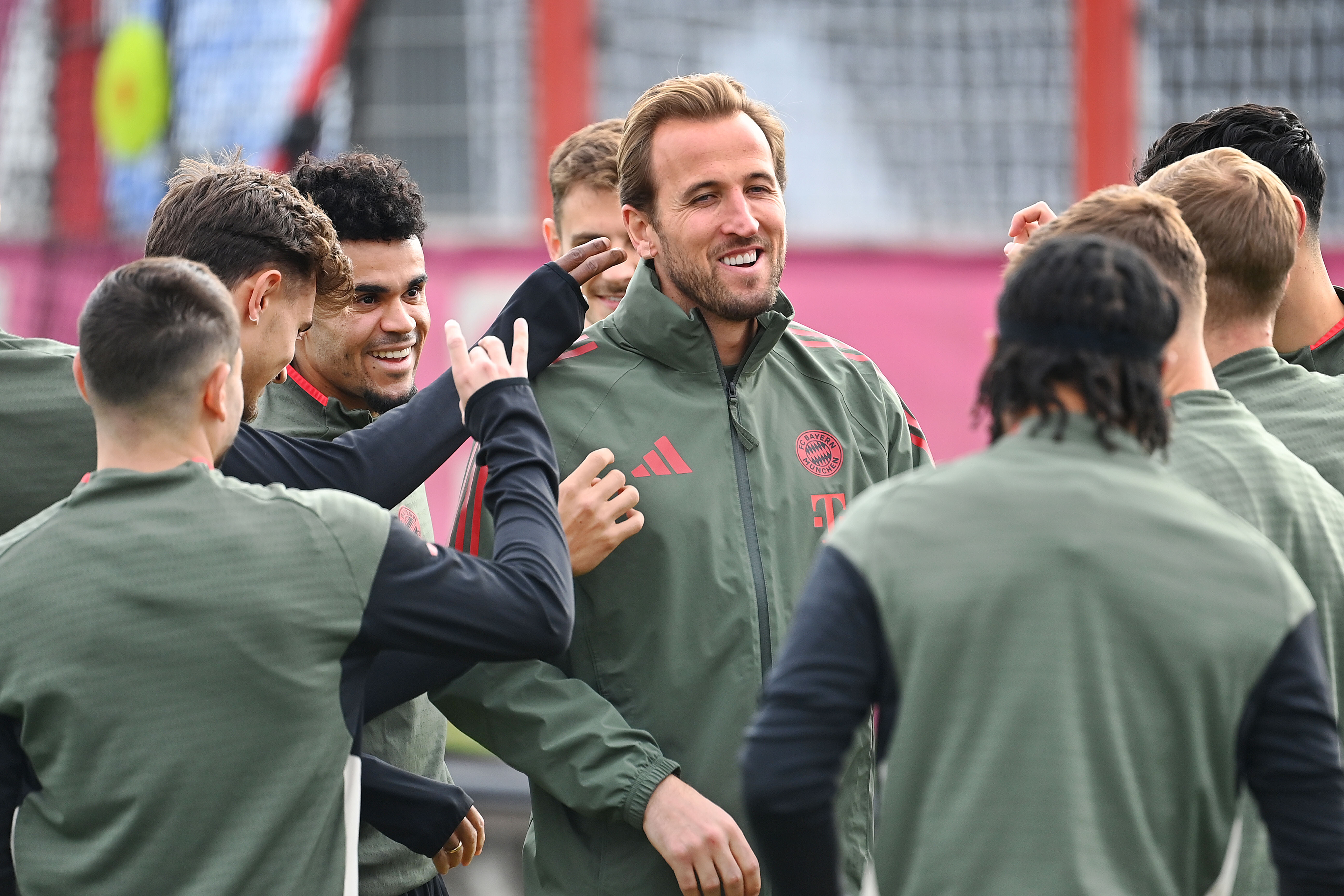 Harry Kane and teammates during training as we offer our PSG vs. Bayern Munich Prediction