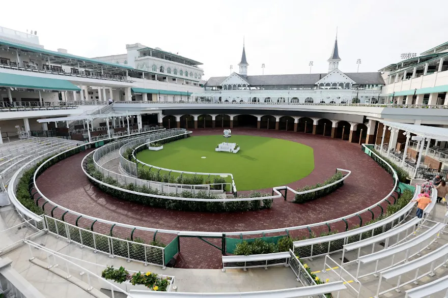 The redesigned paddock is pictured during the morning training as we look at our FanDuel Racing Kentucky Derby promo code