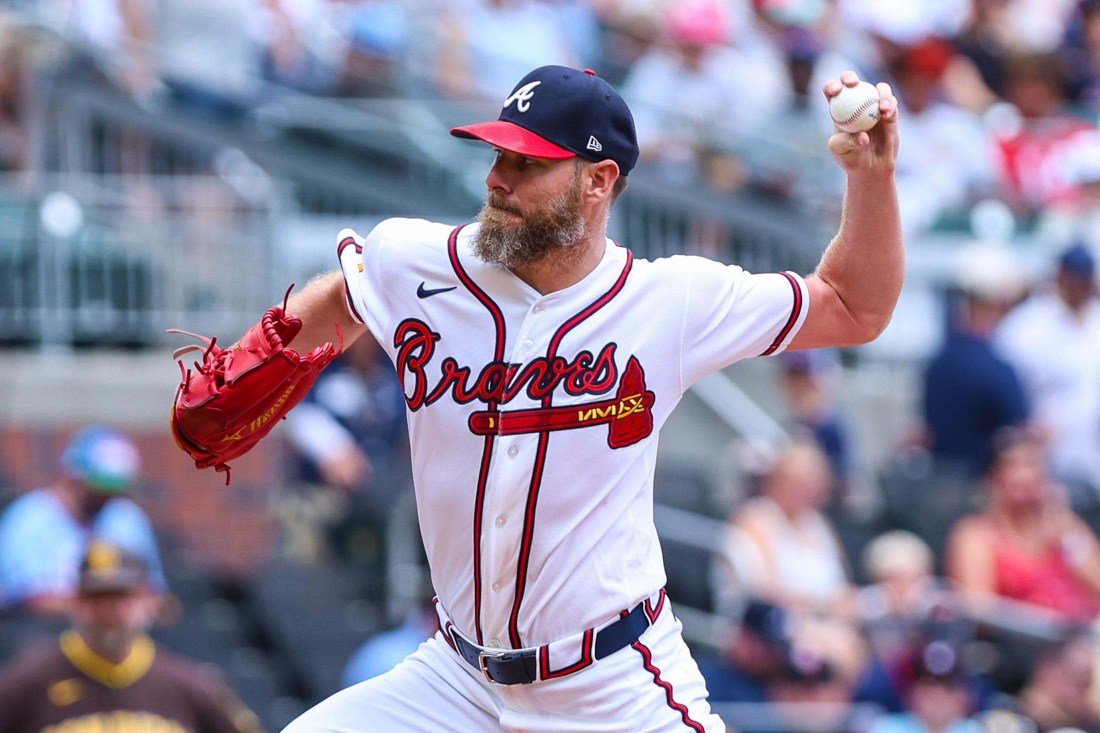 Atlanta Braves pitcher Chris Sale - who's featured in my best NRFI bets today - pitches the ball. 