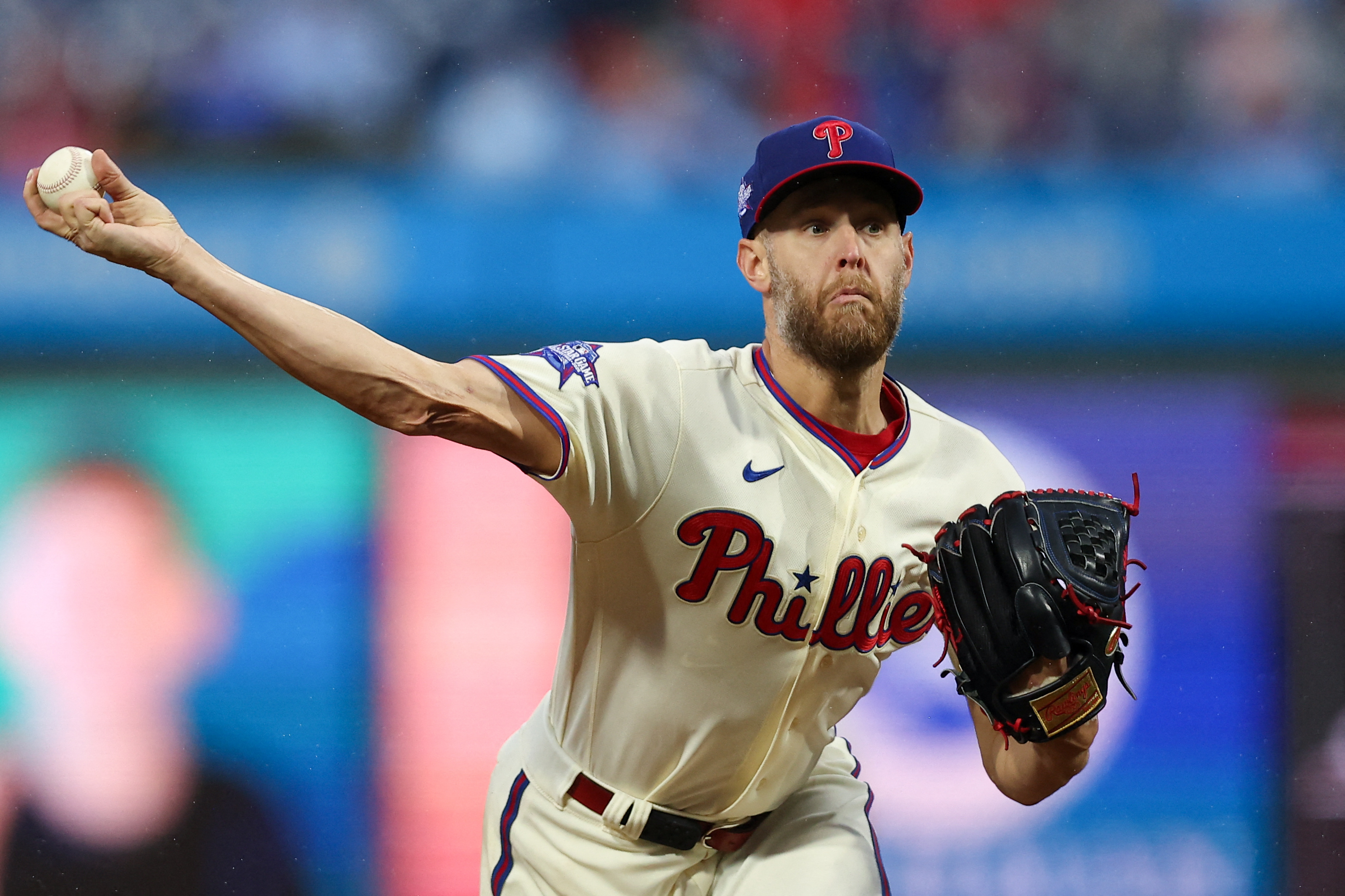 Philadelphia Phillies pitcher Zack Wheeler (45) throws a pitch as we break down our Phillies vs. Dodgers prediction & picks.