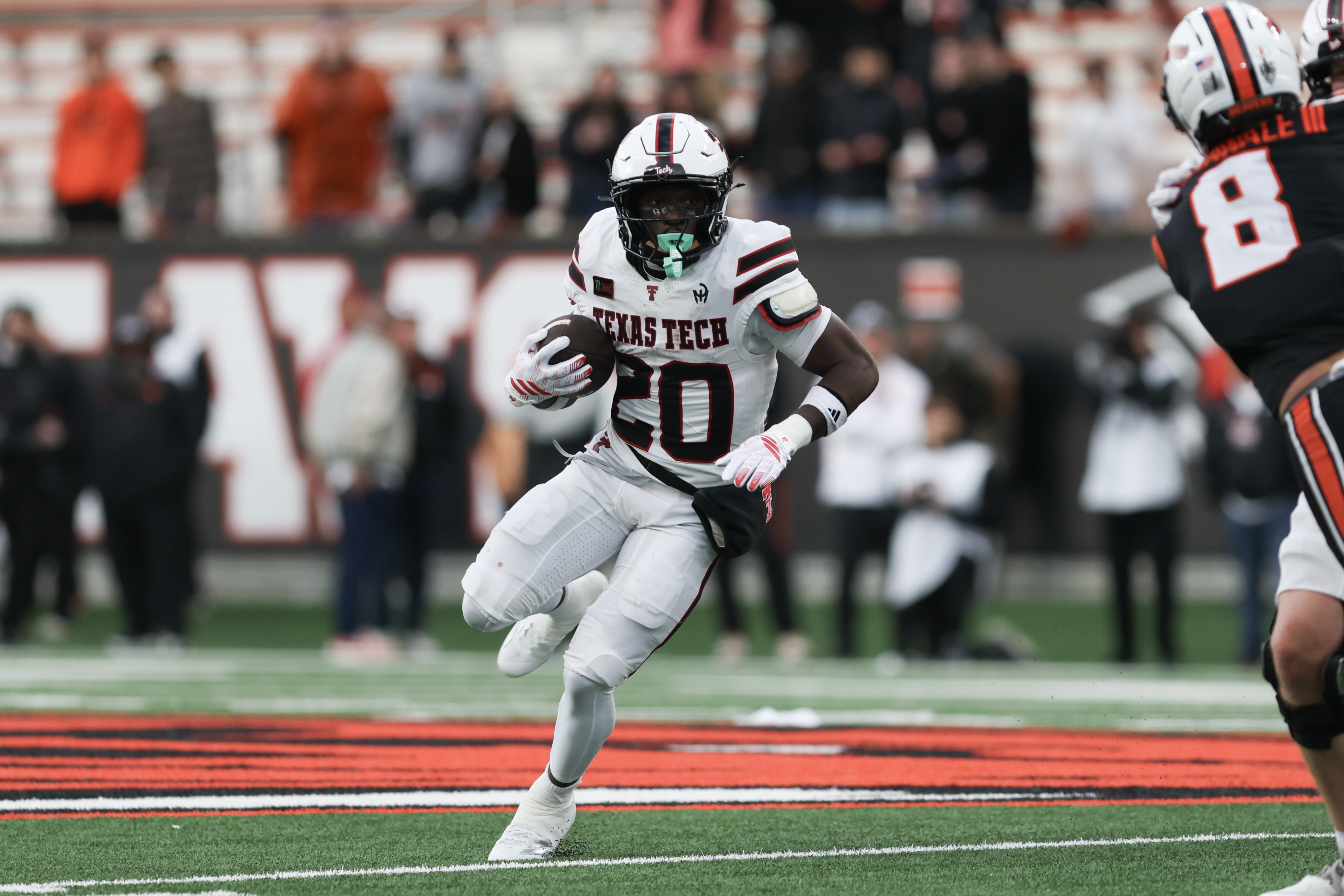 Pictured: Red Raiders running back J'Koby Williams in action as we break down our Texas Tech vs. Colorado Prediction. Photo by Kallie Hansel-Tennes-Imagn Images.