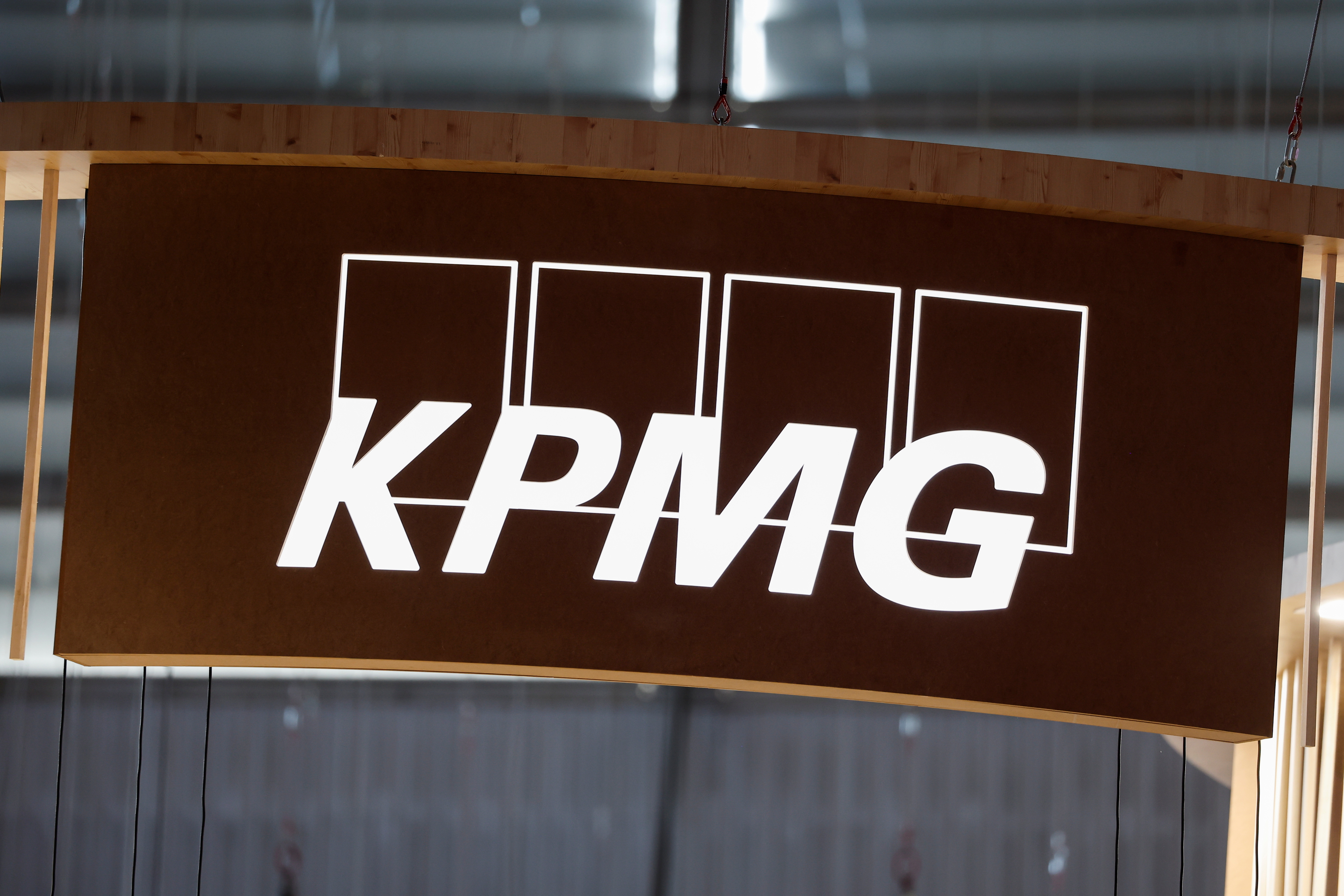 A logo of KPMG is seen as we look at it's report with UNLV concerning AI in the gambling space