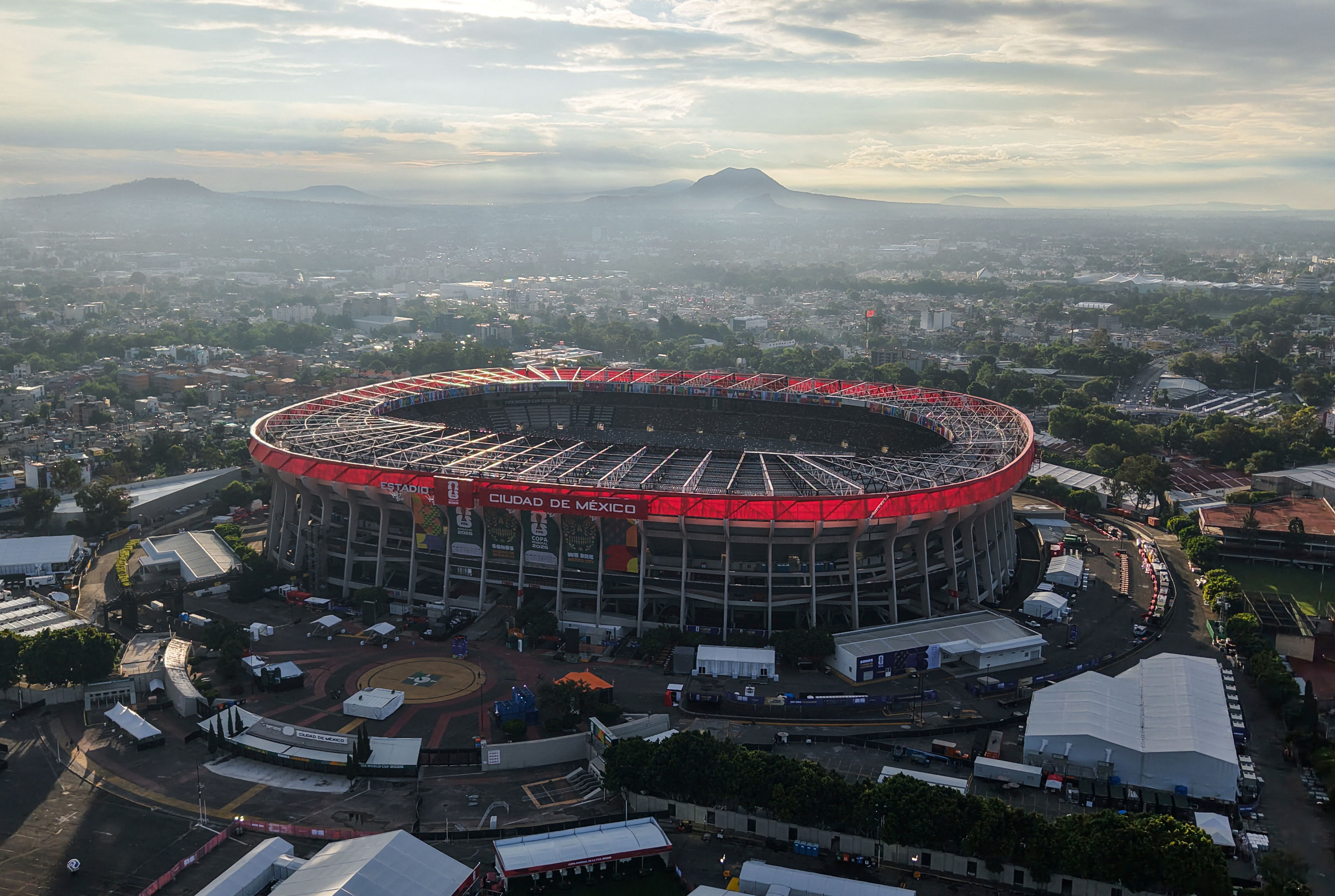 A drone view shows Ciudad de Mexico Stadium, formerly known as Azteca Stadium, ahead of the opening match of the 2026 FIFA World Cup in Mexico City, Mexico.