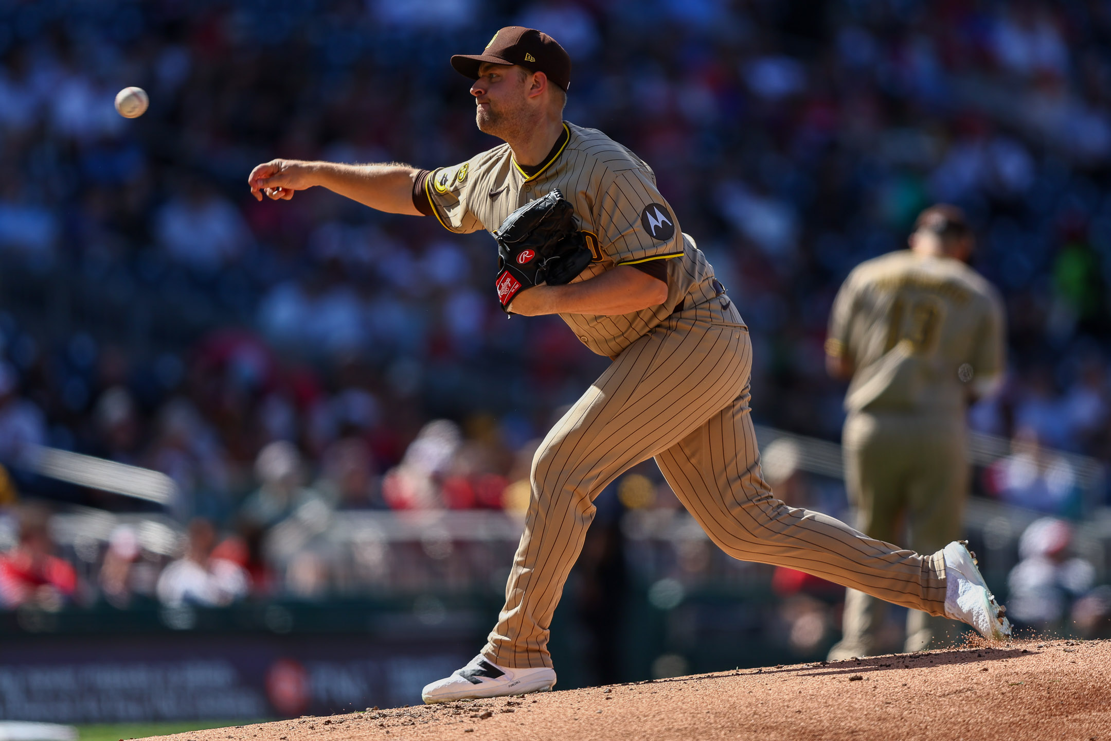 San Diego Padres pitcher Michael King - who's featured in my best NRFI bets today - warms up.
