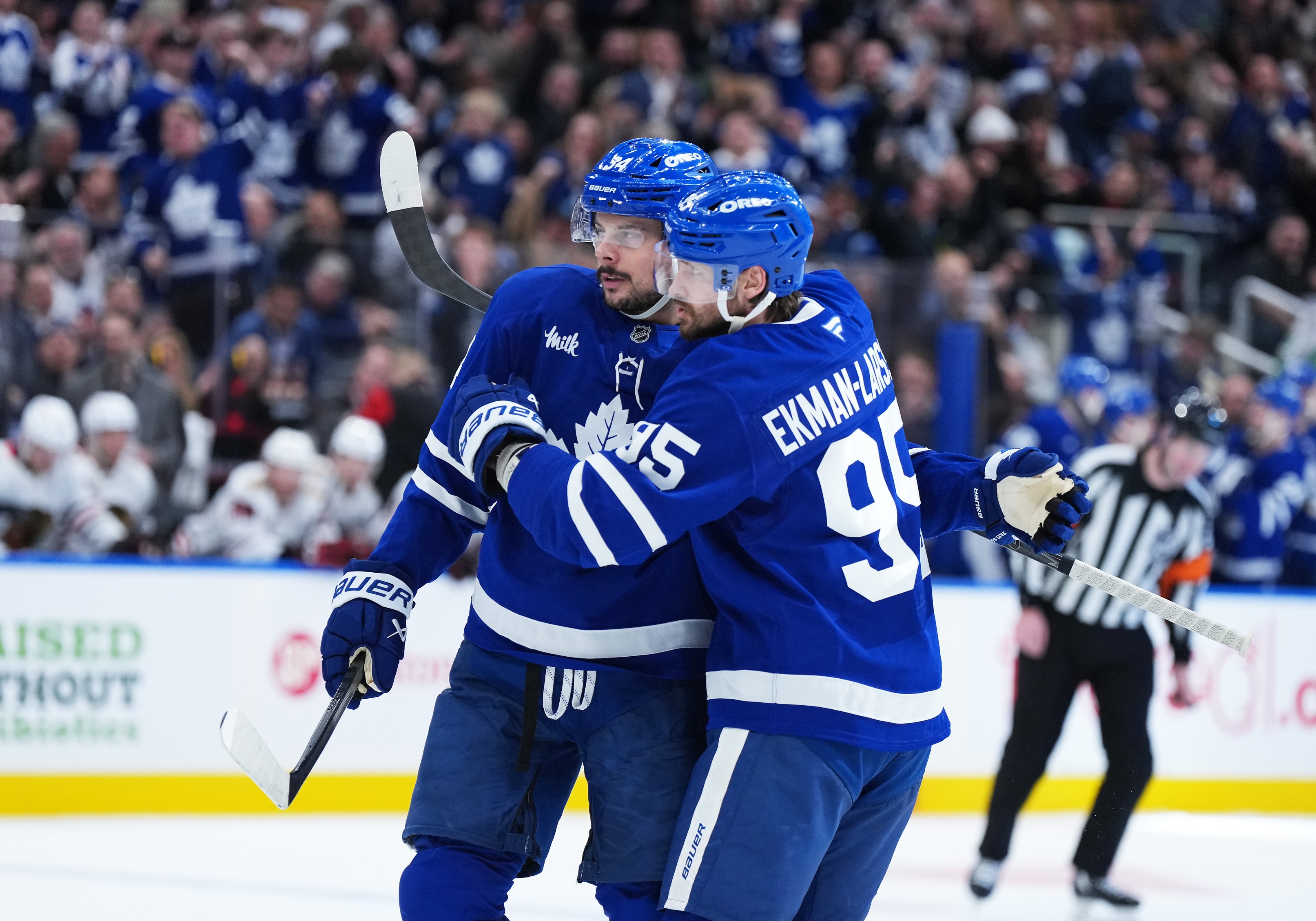 Toronto Maple Leafs defenseman Oliver Ekman-Larsson celebrates with center Auston Matthews as we look at Ontario online gambling November 2025 financials