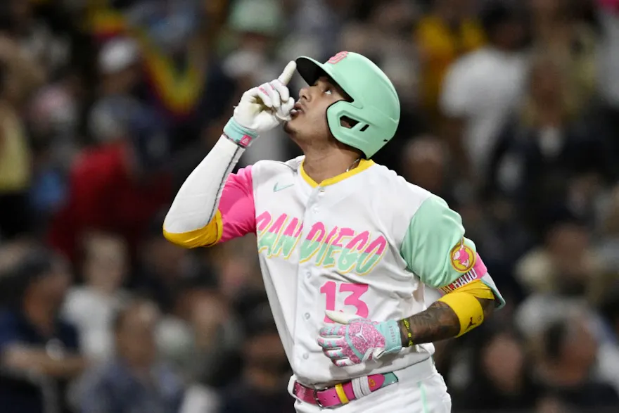 Manny Machado of the San Diego Padres celebrates as we look at the top Dominican Republic vs. Venezuela picks