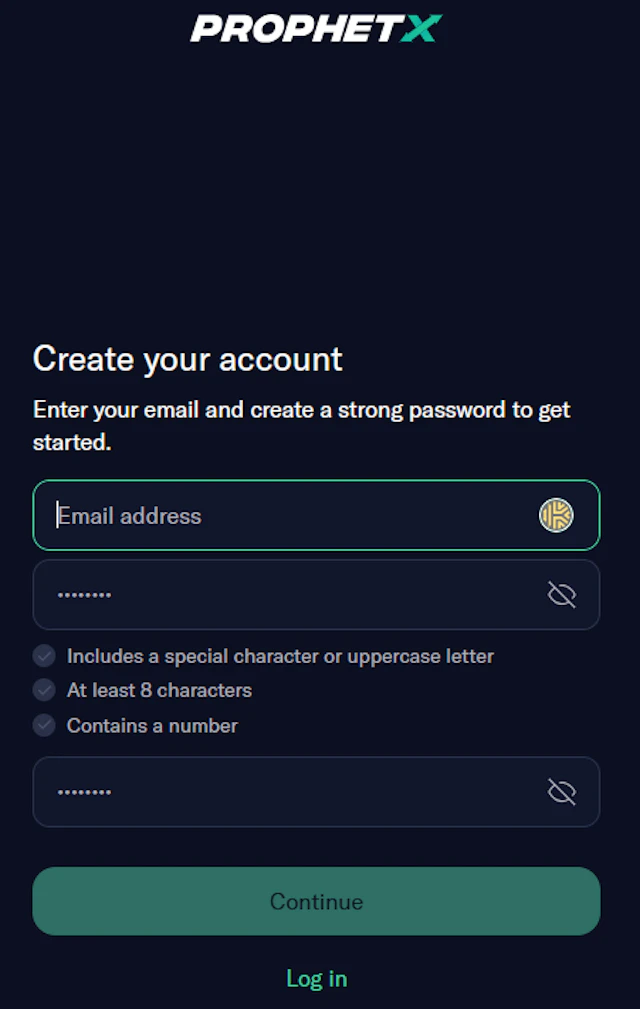 ProphetX sign up process