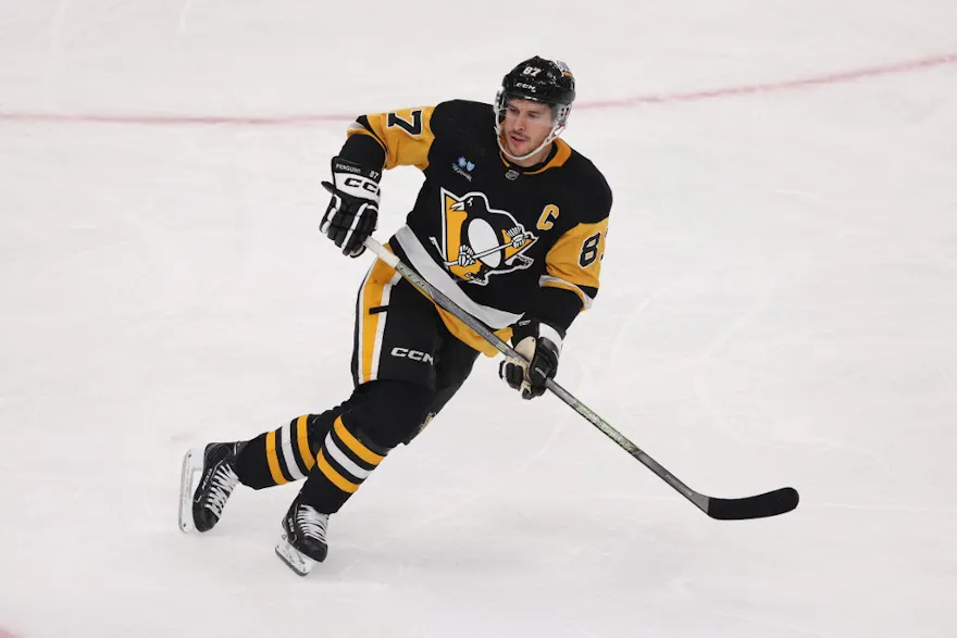 Sidney Crosby #87 of the Pittsburgh Penguins skates against the Philadelphia Flyers as we look at the Pennsylvania sports betting financials for November 2023