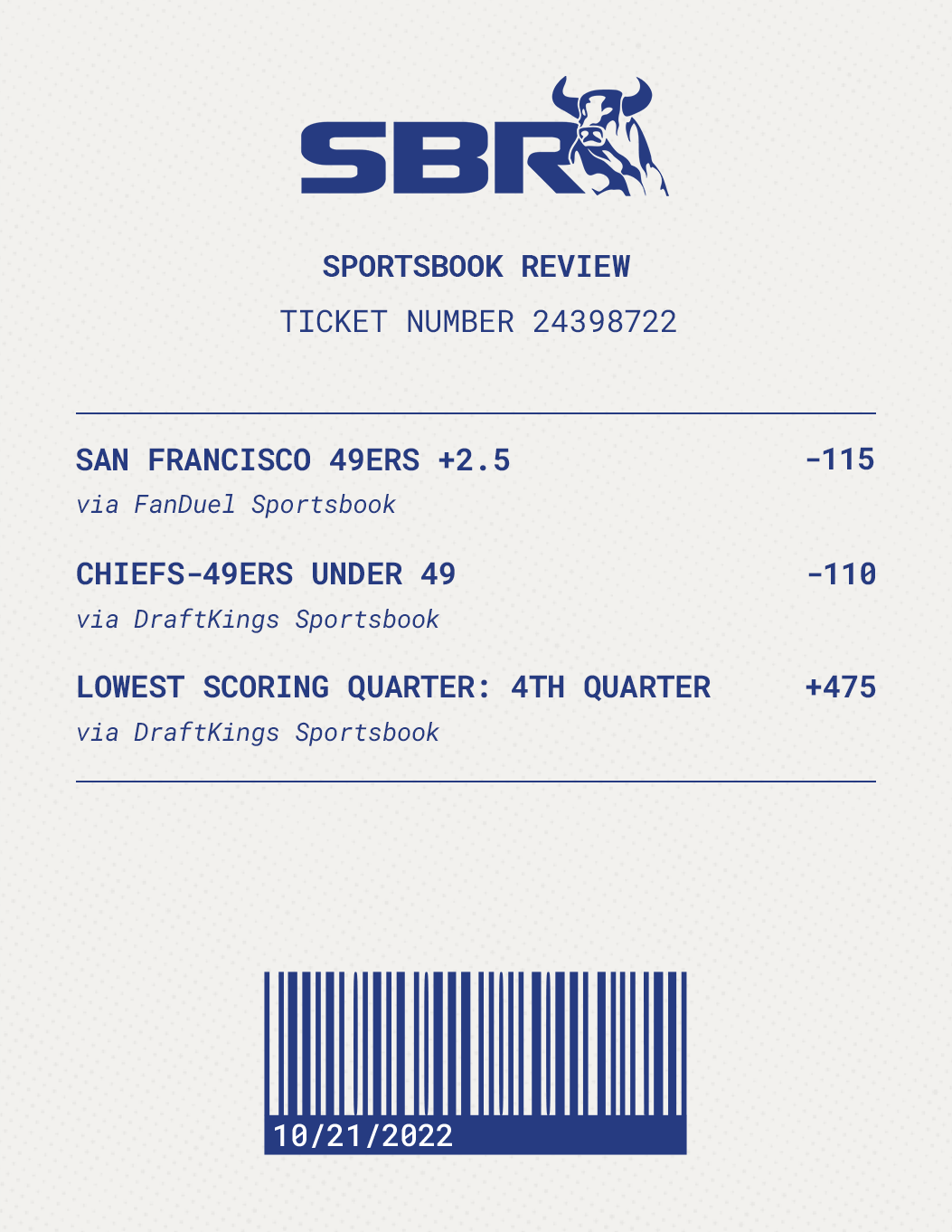 Sbr Betting TicketThree Picks