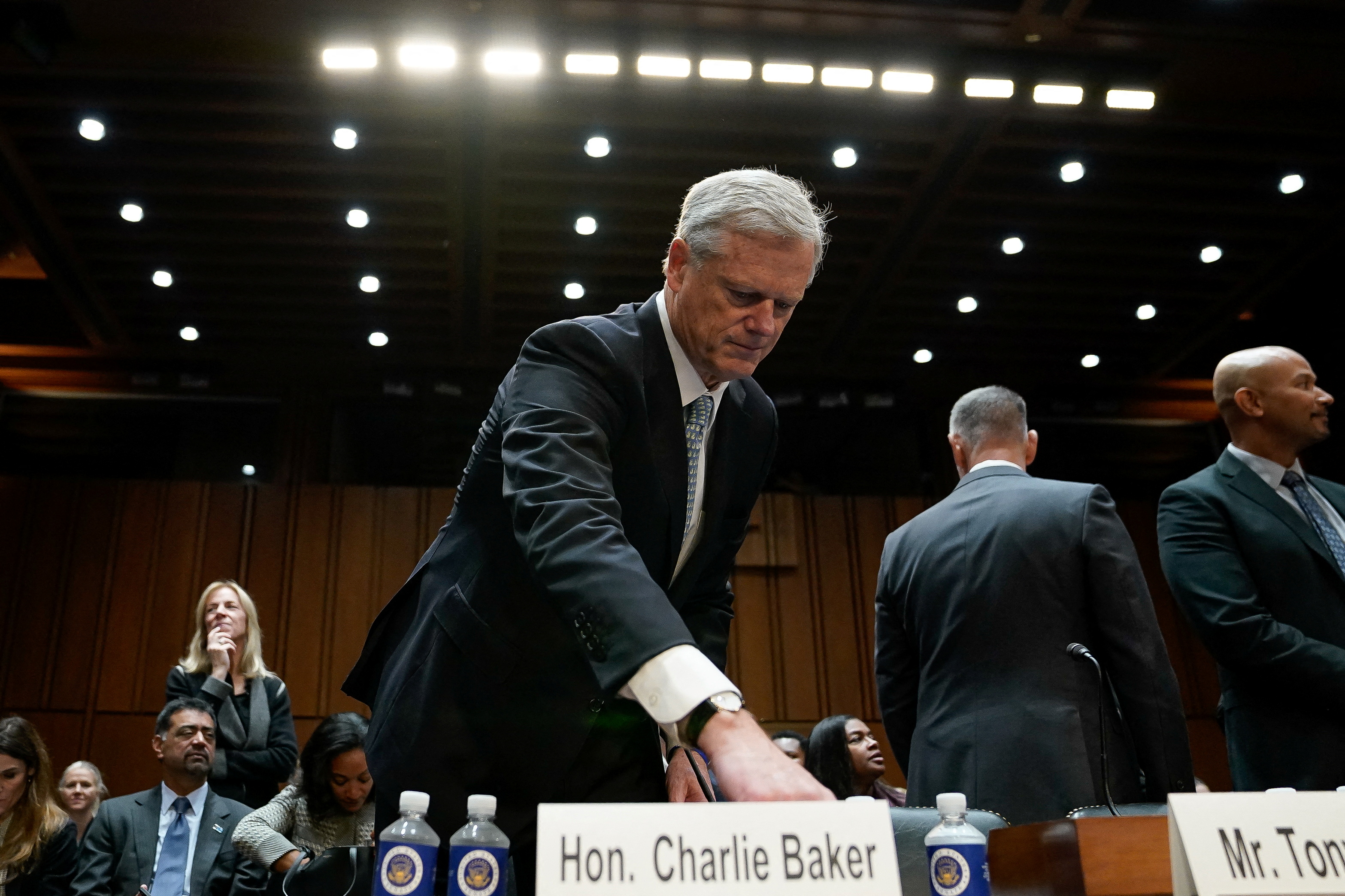 NCAA President Charlie Baker prepares to take his seat as we look at his request to halt prediction market trading on college sports.