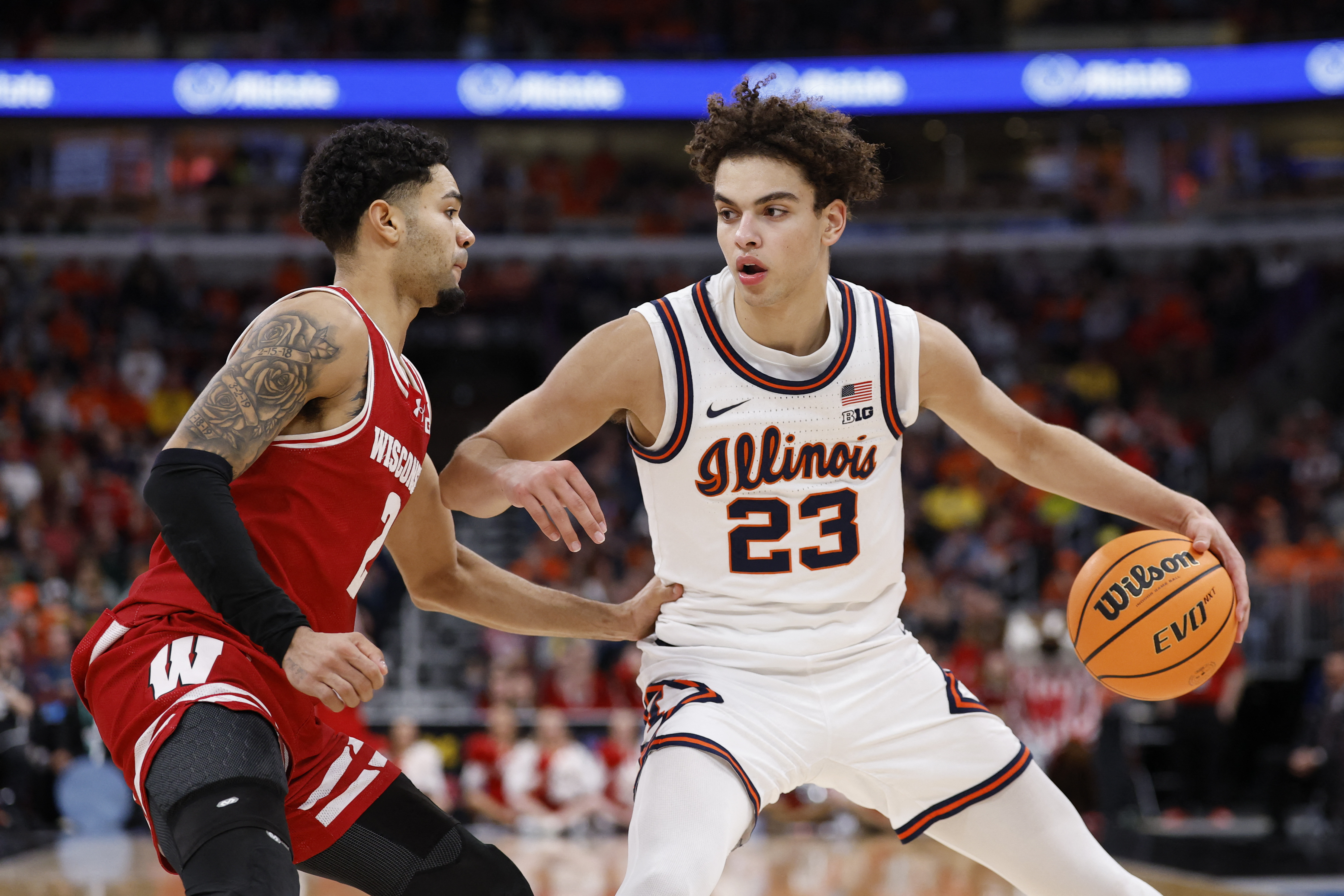 Illinois Fighting Illini guard Keaton Wagler handles as we make our best Penn vs. Illinois prediction.