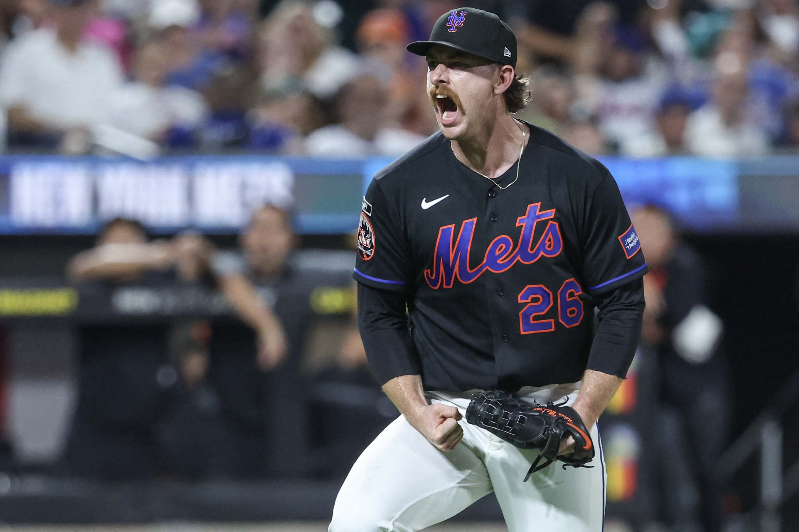 New York Mets starting pitcher Nolan McLean celebrates as we make our best NRFI predictions for Thursday, Sept. 17.