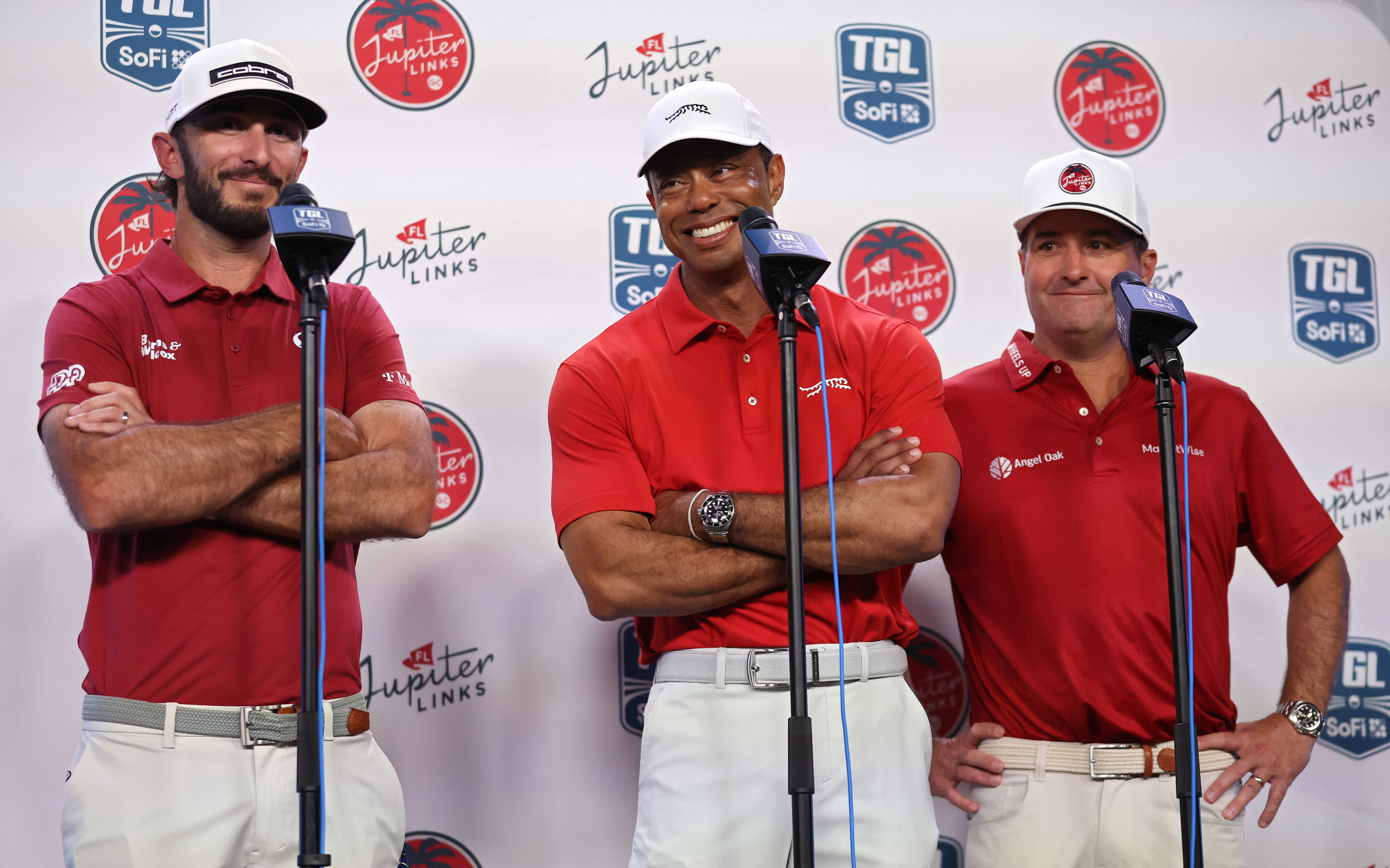 Max Homa, Tiger Woods, and Kevin Kisner of Jupiter Links Golf Club speak to the media after their TGL presented by SoFi match against the Los Angeles Golf Club at SoFi Center, as we look at our predictions and the best odds for March 2