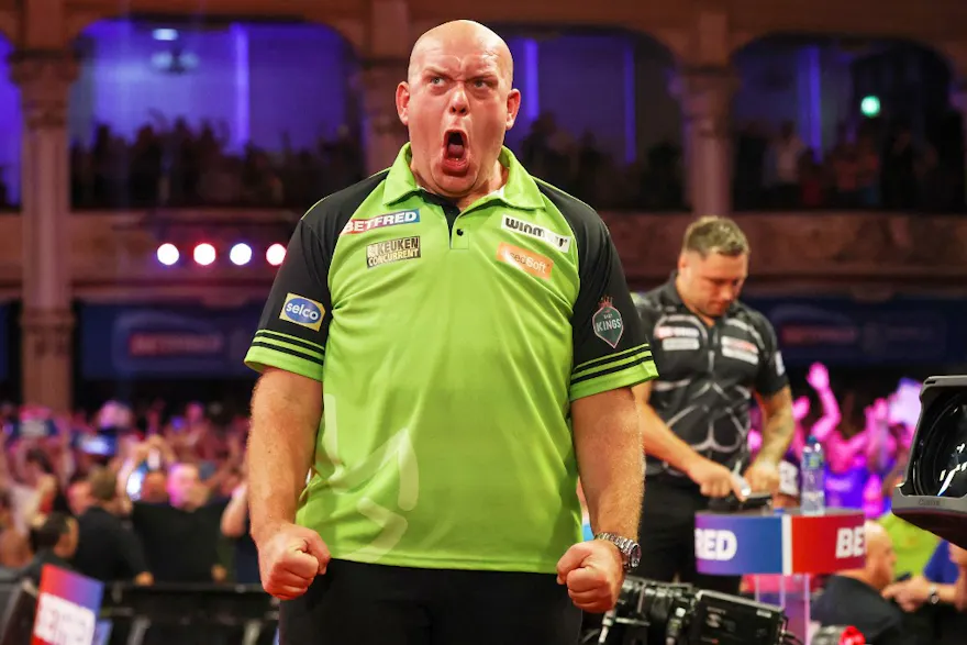 Michael van Gerwen wins the Betfred Matchplay beating Gerwyn Price 18-14 during the Betfred World Matchplay Darts 2022 as Betfred launches mobile sportsbook in Maryland.