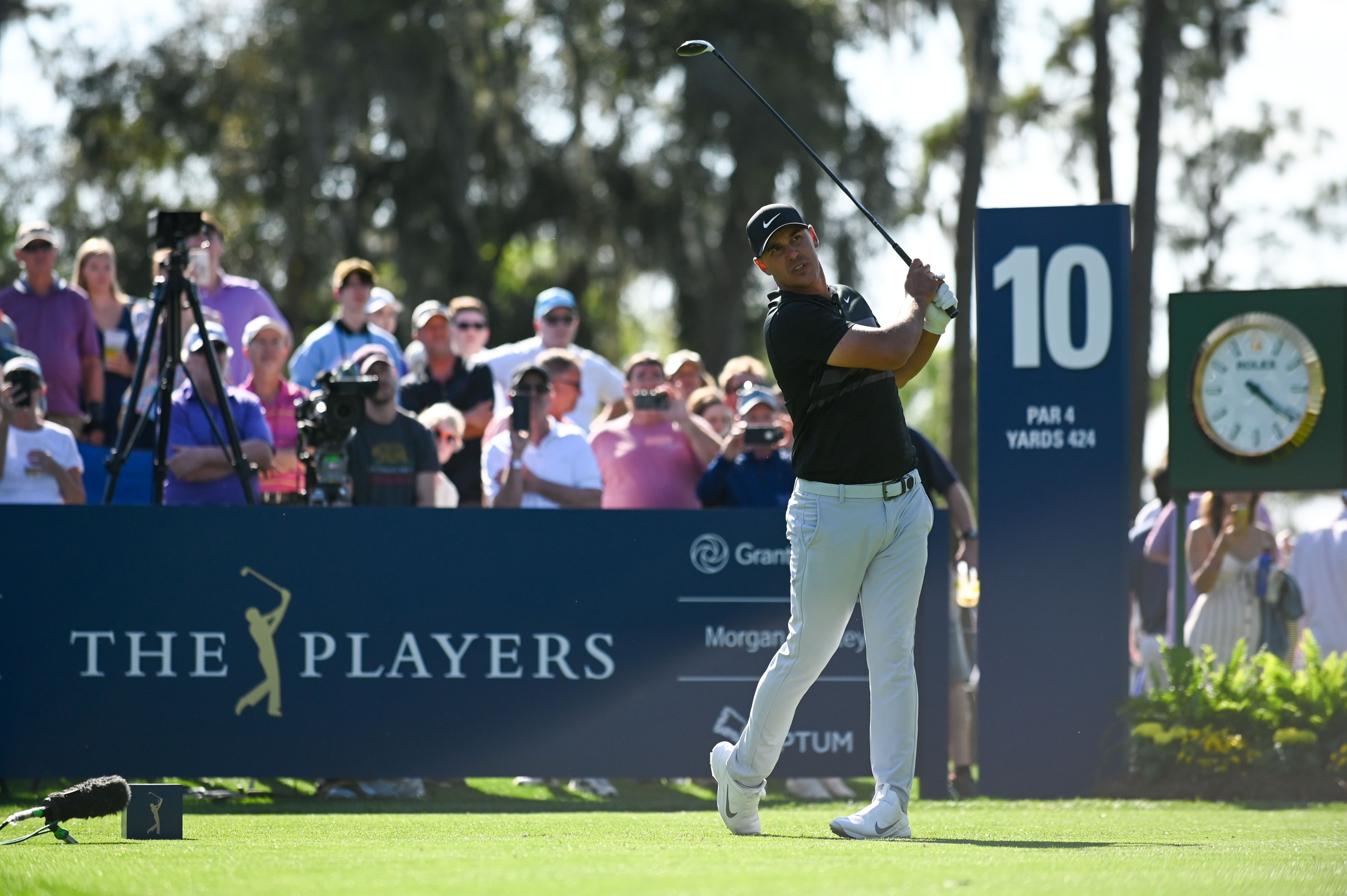 Brooks Koepka tees off on the 10th hole during the first round of The Players Championship at TPC Sawgrass as we look at Brooks Koepka's PGA Tour odds.