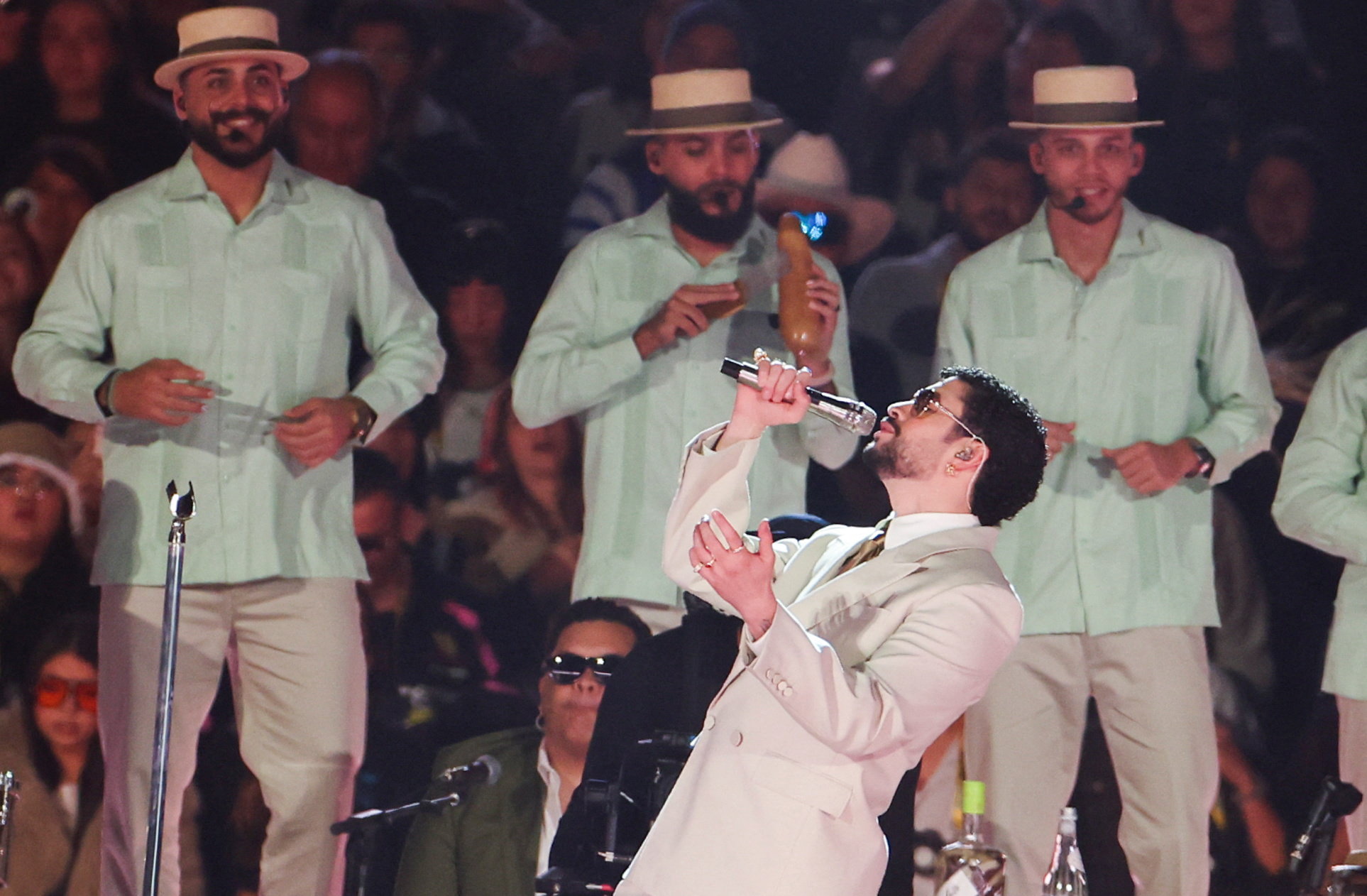 Puerto Rican singer Bad Bunny performs during a concert of his "DeBi TiRAR MaS FOToS World Tour" in Mexico City as we look at the Grammys odds