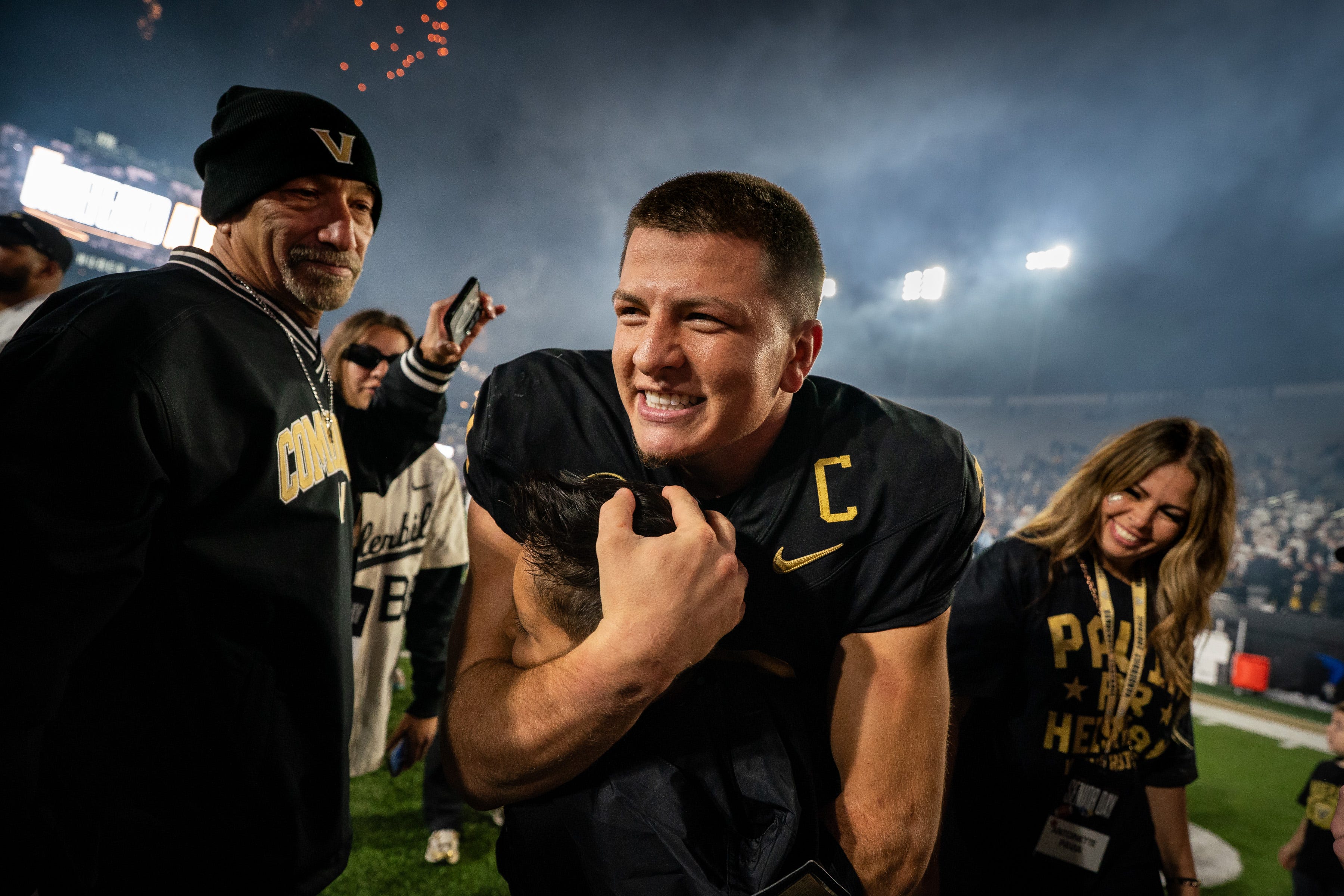 Vanderbilt quarterback Diego Pavia celebrates as we make our best Iowa vs. Vanderbilt prediction
