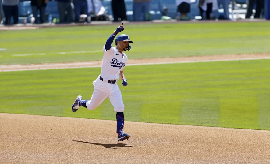 Mookie Betts of the Los Angeles Dodgers celebrates as he runs the bases after hitting a home run against Miles Mikolas of the St. Louis Cardinals, and we offer our top Cardinals vs. Dodgers player props based on the best MLB odds.