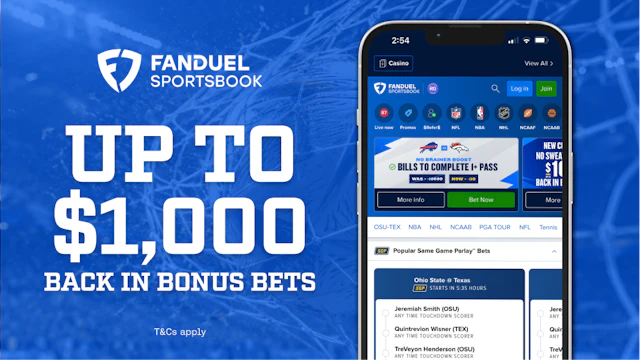 FanDuel Sportsbook 'up to $1,000 in Bet Resets' new customer offer.
