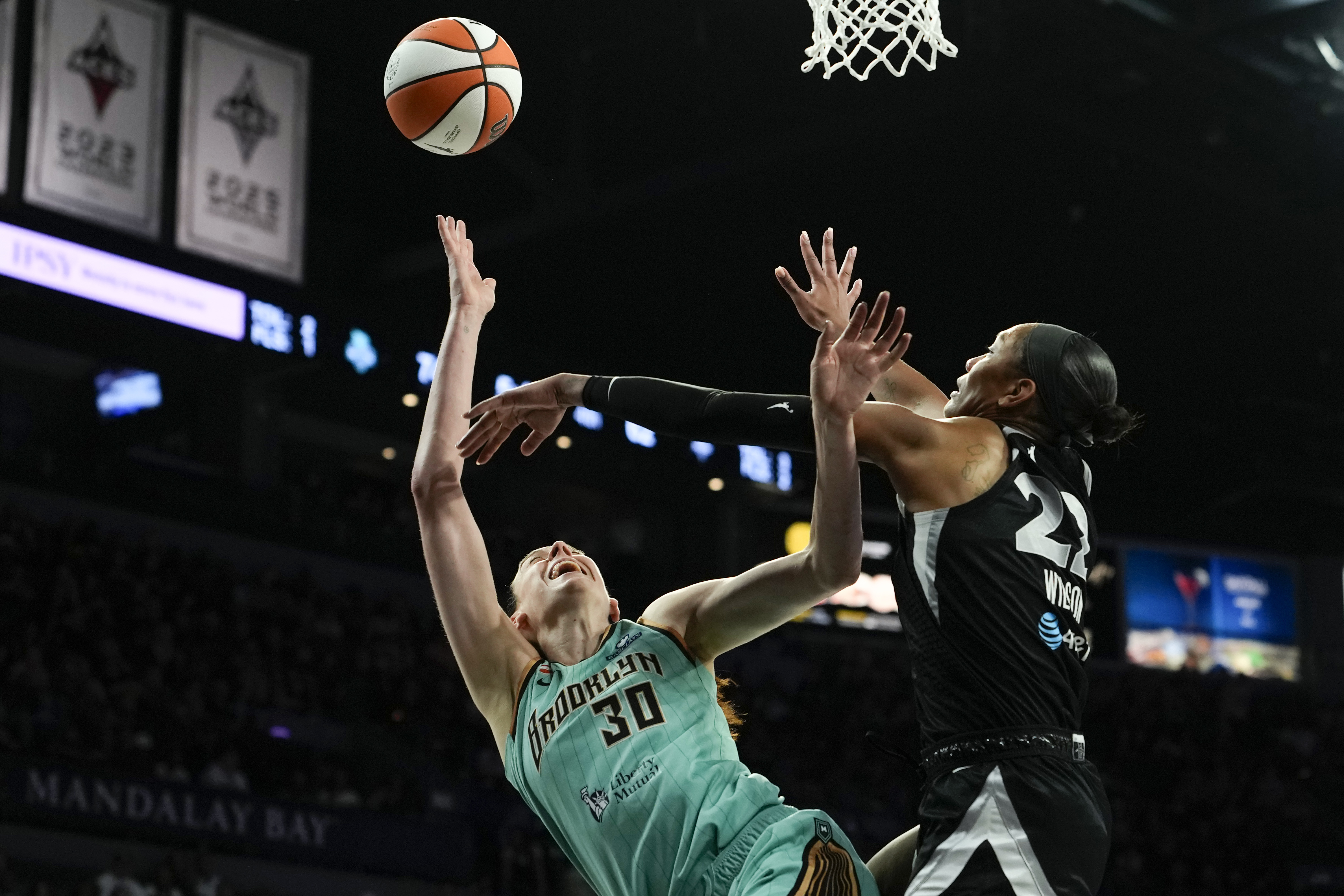 Breanna Stewart (30) and A'ja Wilson (22) are key to our Aces vs. Liberty prediction.