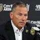 Bruce Cassidy speaks as he is introduced as the new head coach of the Vegas Golden Knights during a news conference at City National Arena on June 16 in Las Vegas, Nevada.