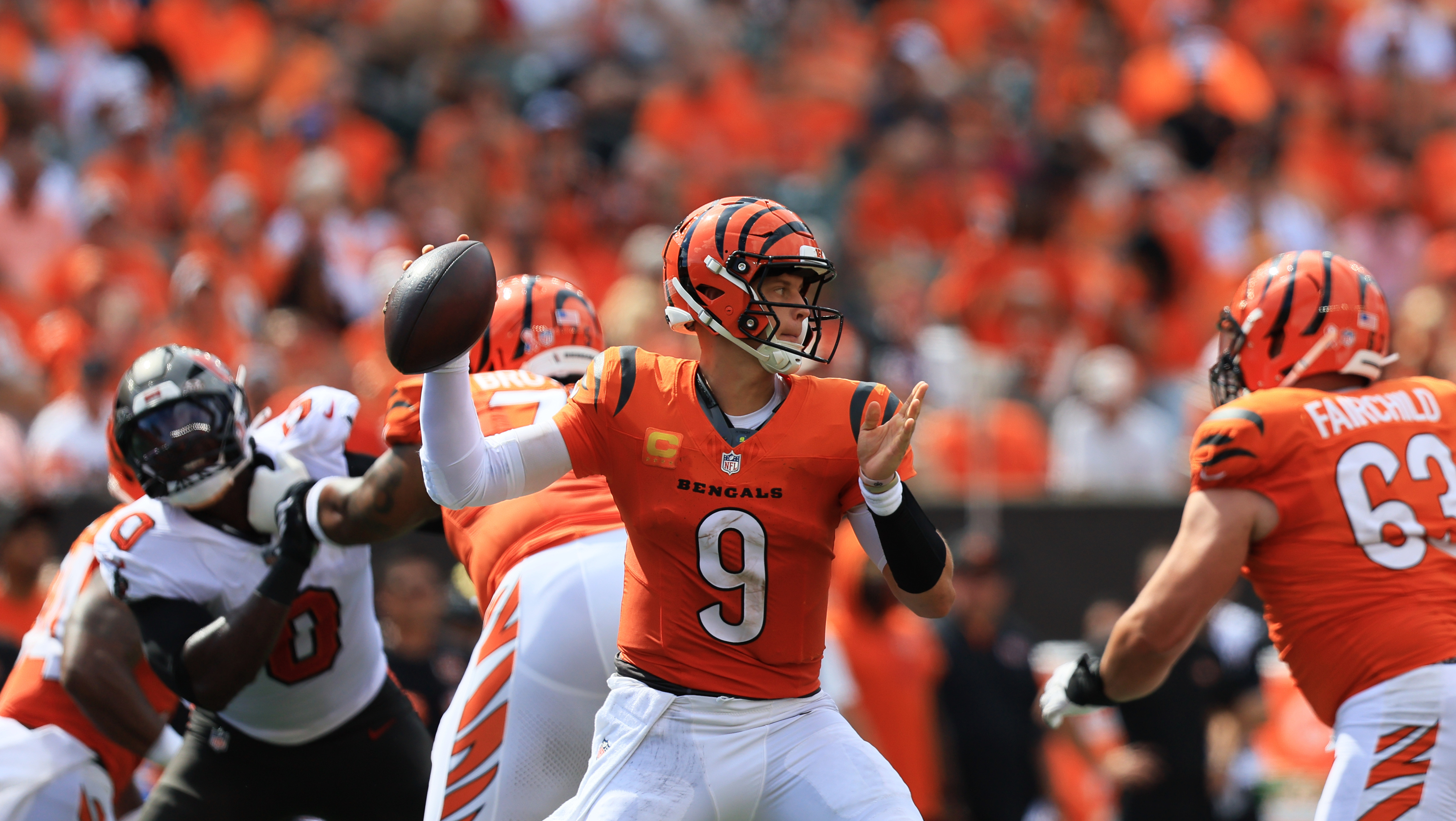 Pictured: Bengals QB Joe Burrow as we break down our NFL Best Bets for Week 2: Expert Picks & Predictions. Photo by Katie Stratman-Imagn Images.