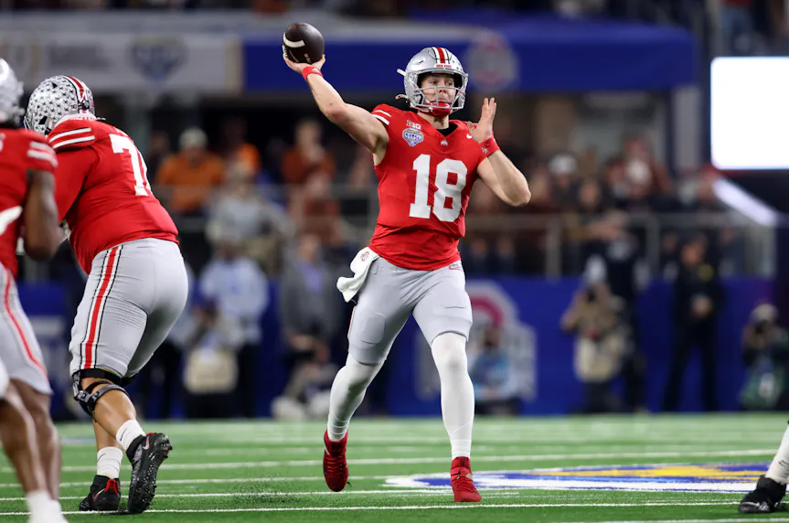 Ohio State quarterback Will Howard throws against Texas in the Cotton Bowl. We're looking at Will Howard player props vs. Notre Dame in the CFP National Championship.