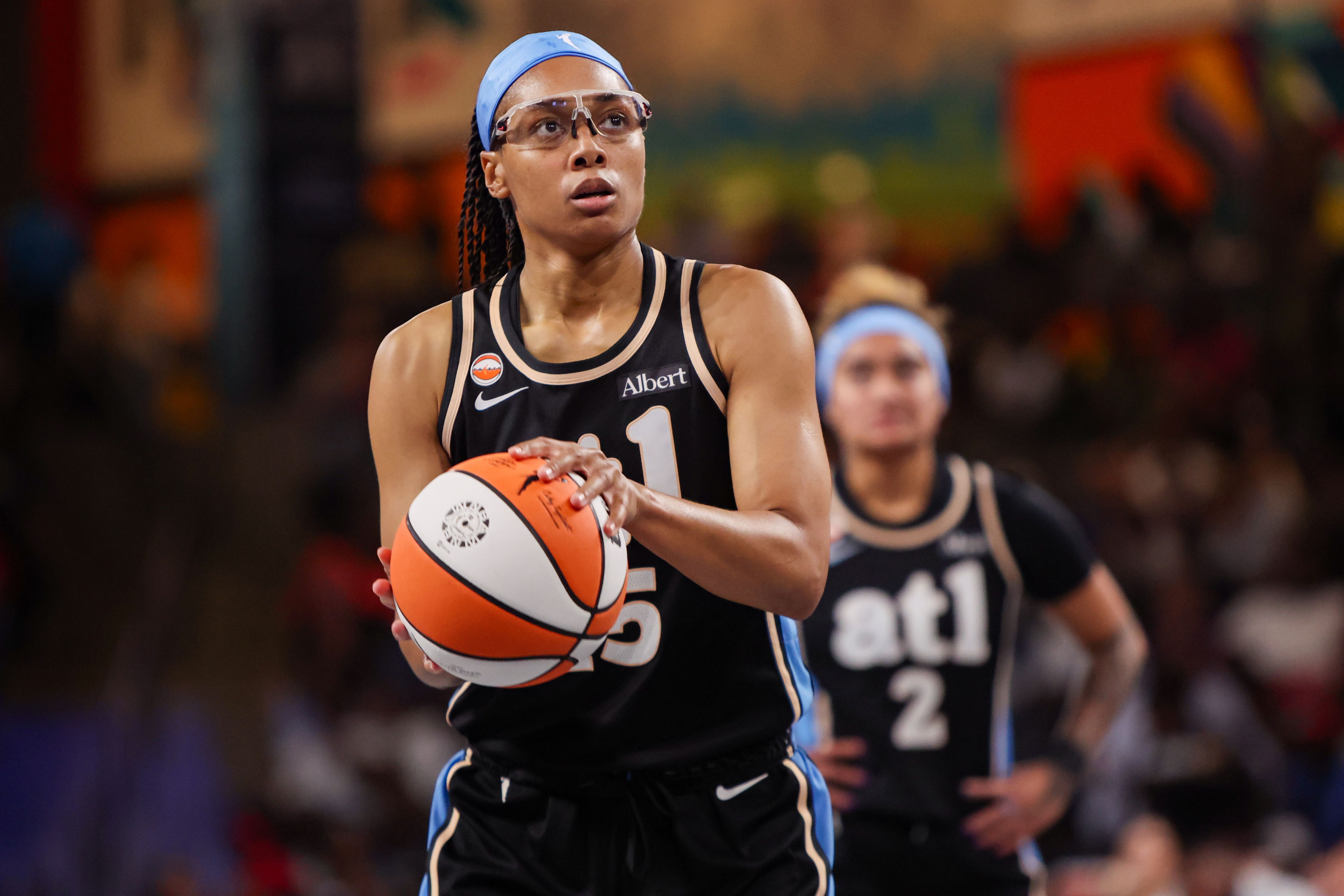 Atlanta Dream guard Allisha Gray shoots a free throw, and she's featured in my WNBA All-Star Game prediction.
