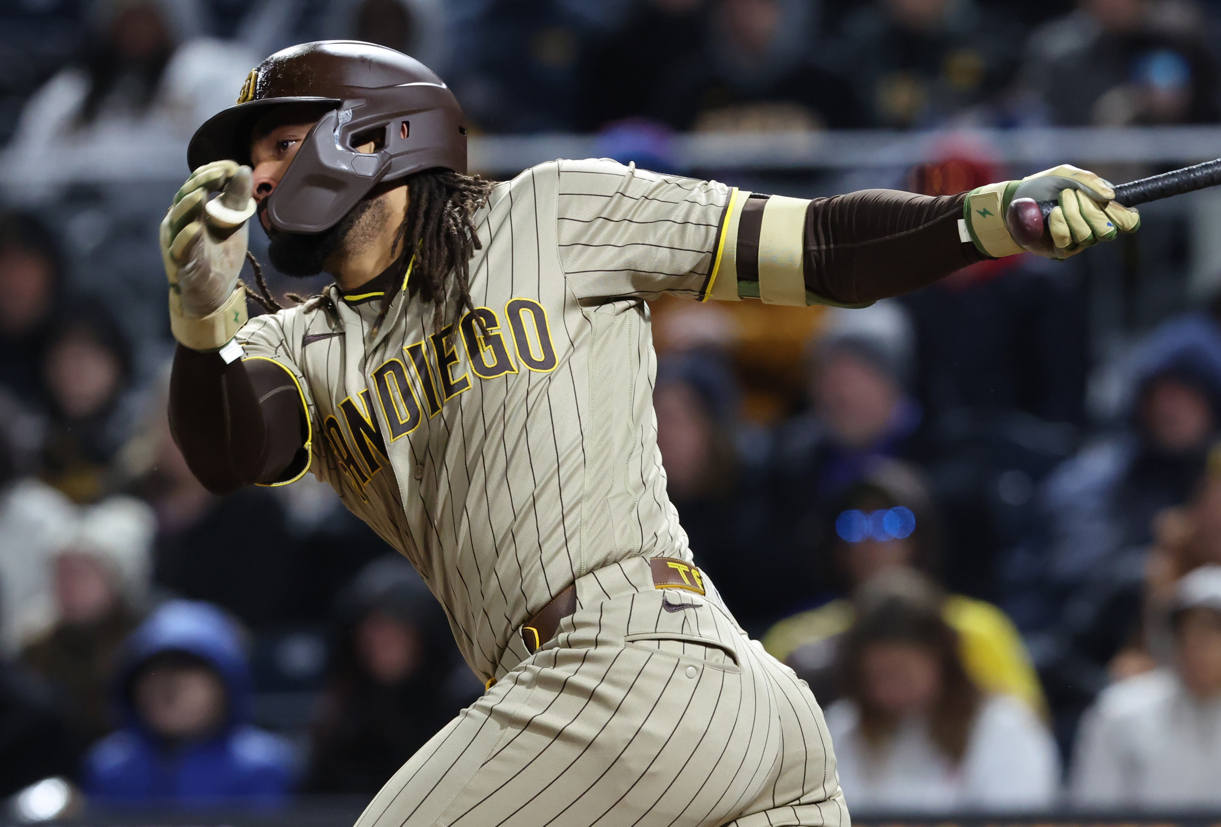 San Diego Padres right fielder Fernando Tatis Jr. - who's featured in my home run predictions - hits. 