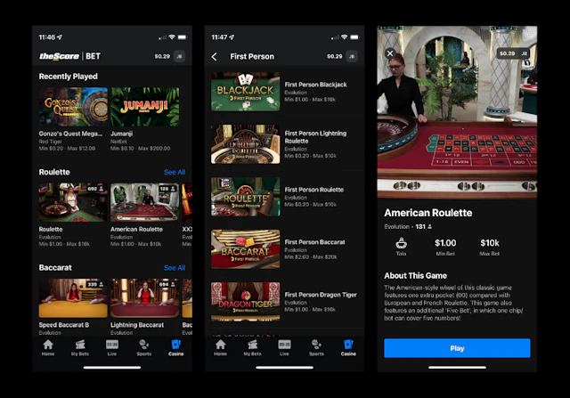 TheScore Bet casino screenshots