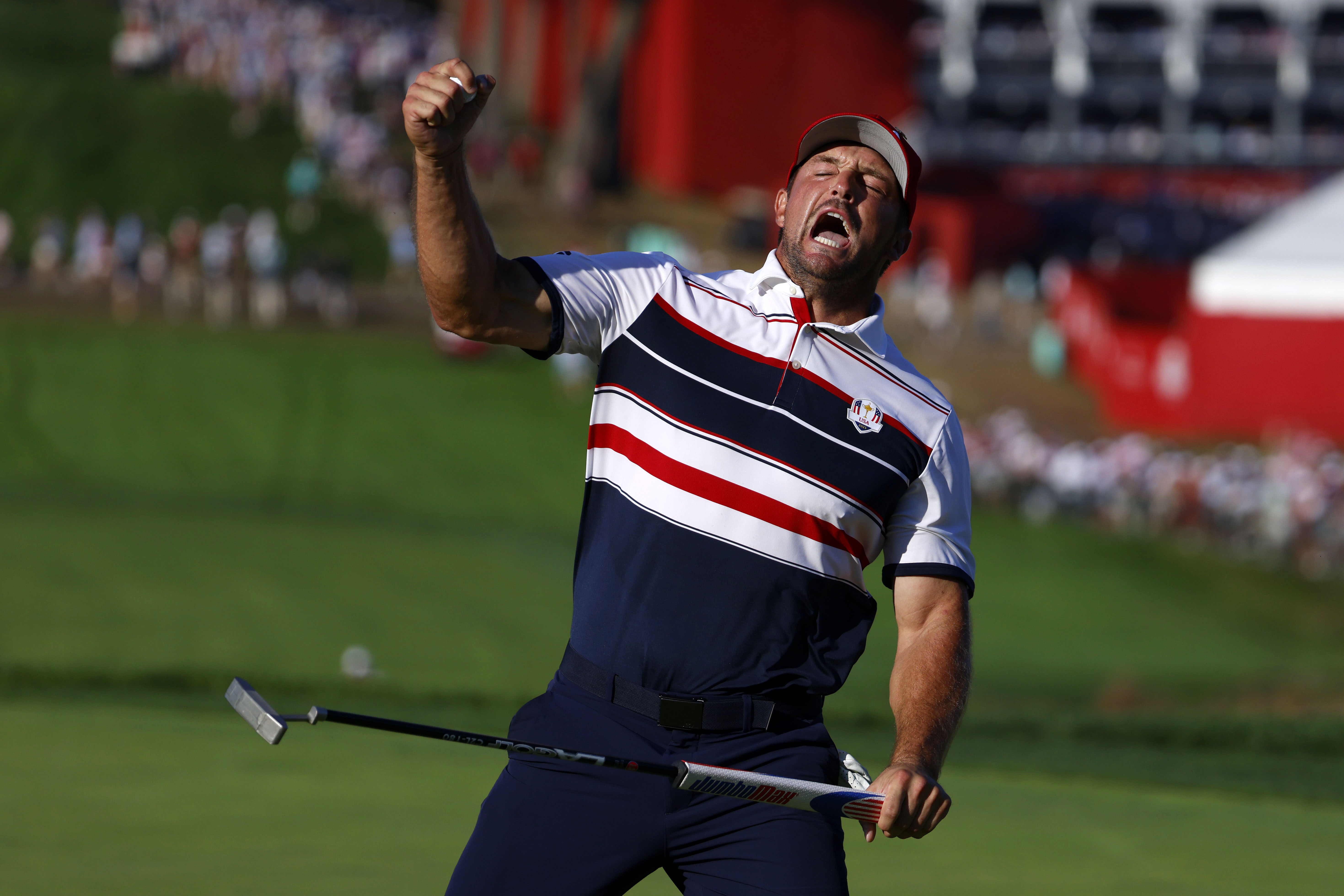 Team USA golfer Bryson DeChambeau reacts as we look at his partnership with Kalshi.