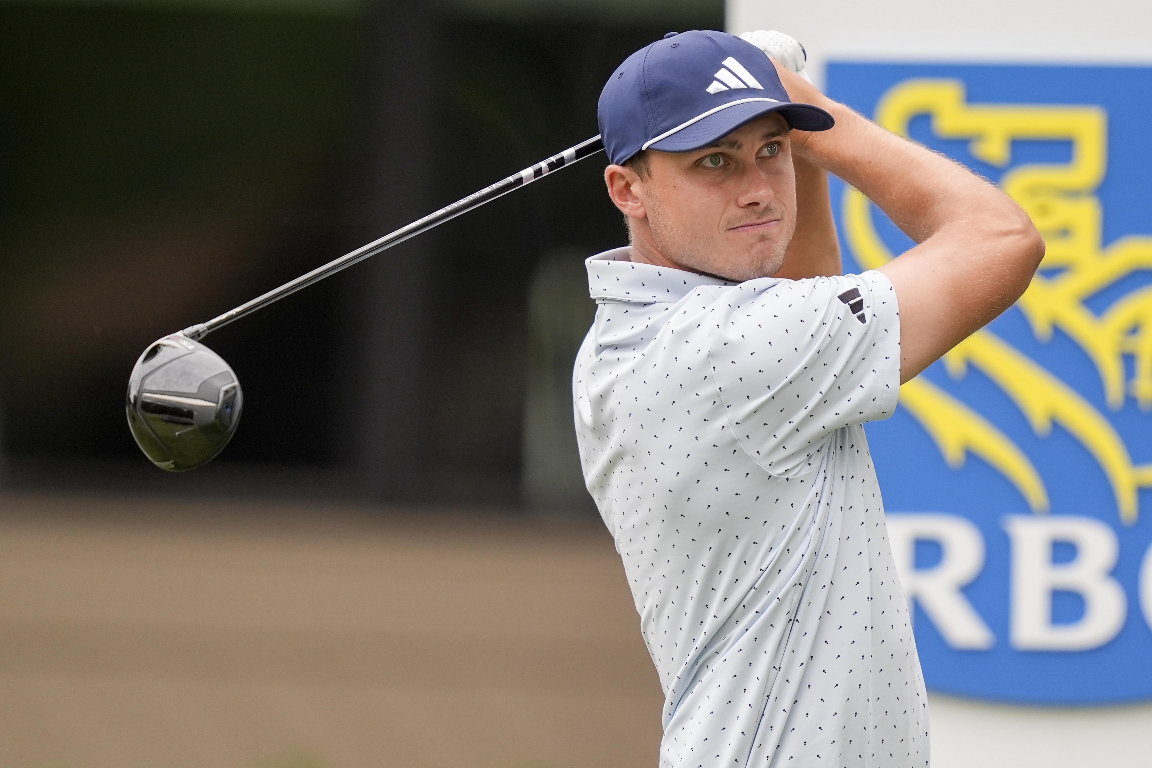 Ludvig Aberg watches his drive on third tee as we break down our Truist Championship odds, favorite & pick to win.