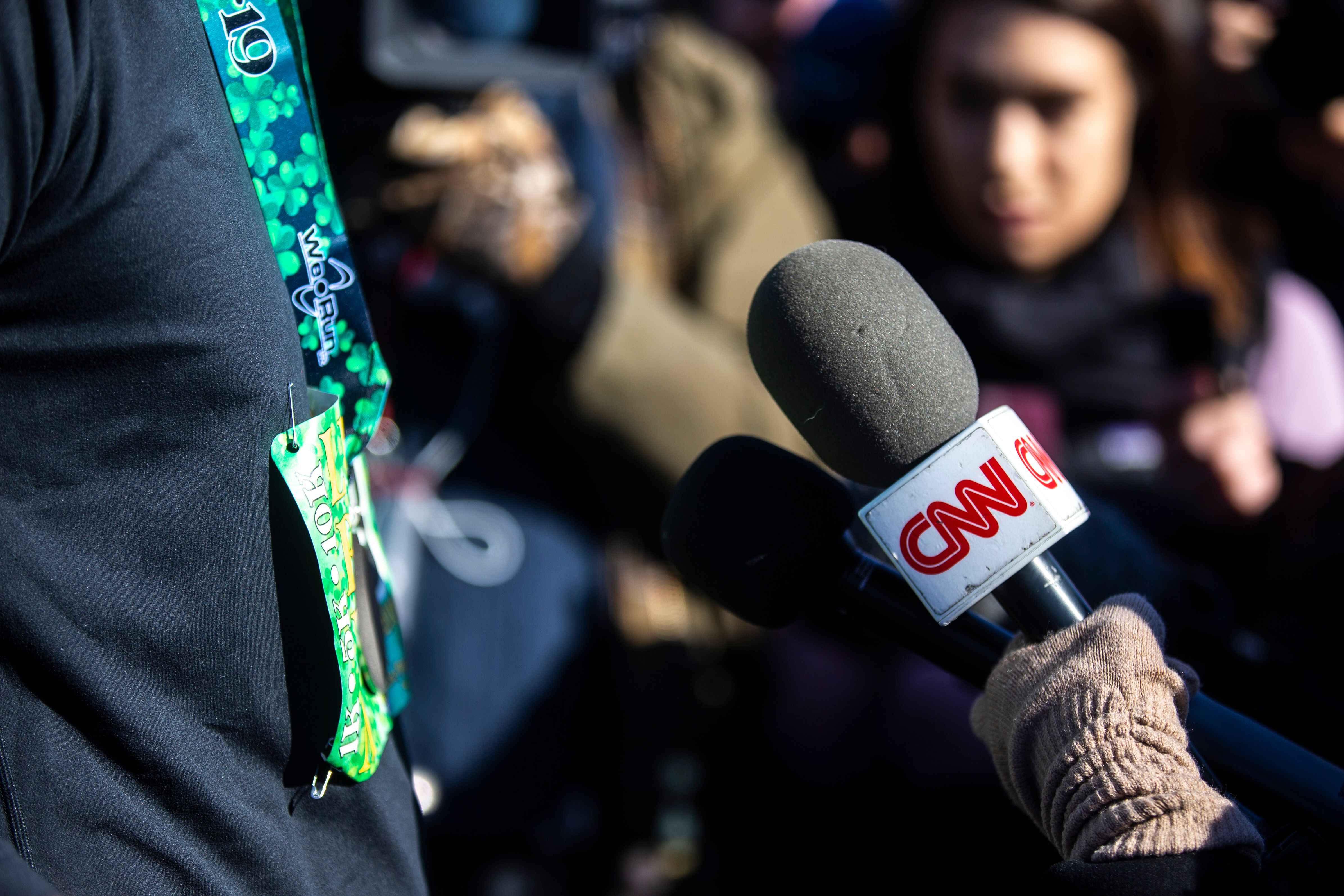 A CNN microphone flag while we look at the scrutiny surrounding the Kalshi and CNN partnershi