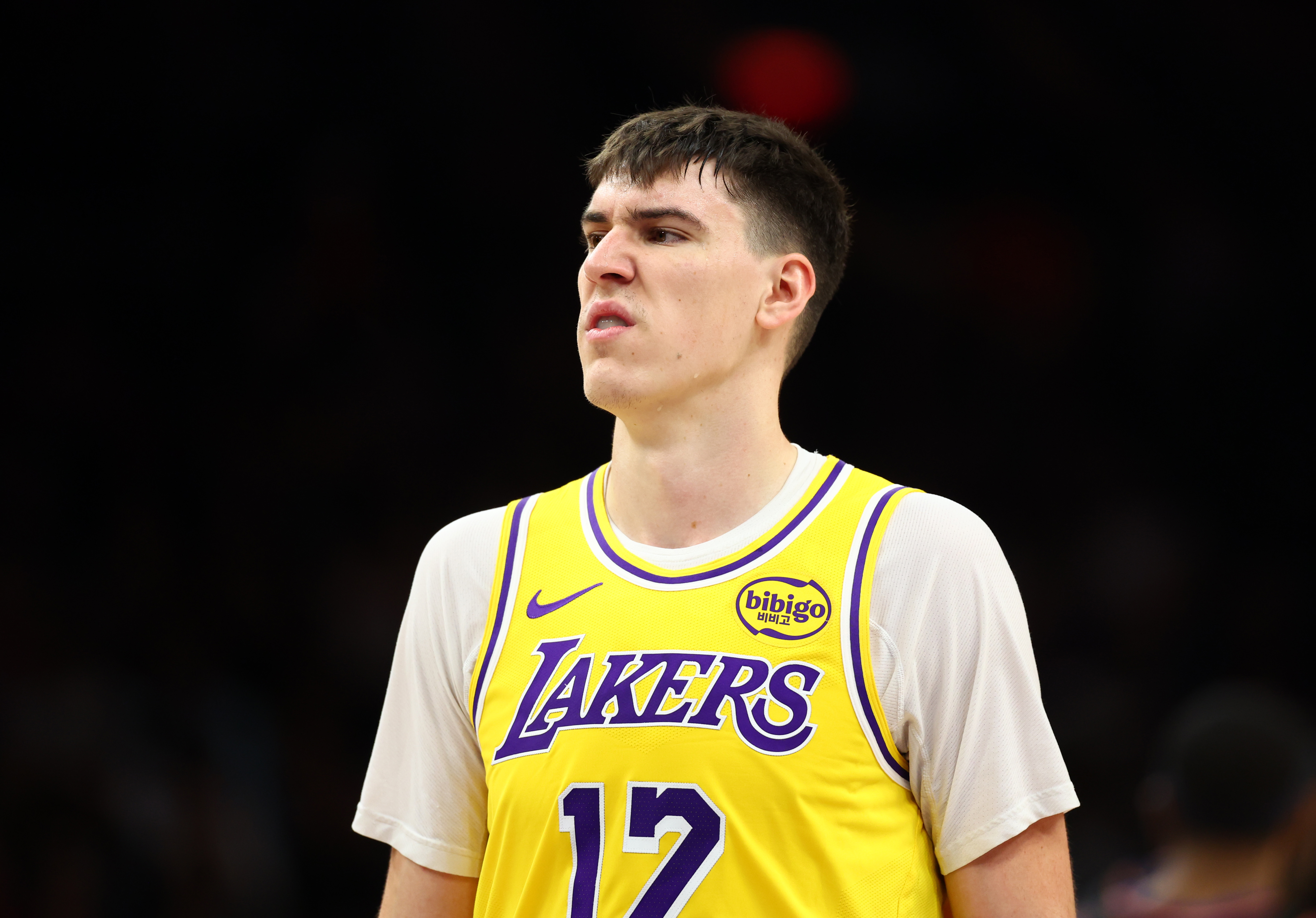 Los Angeles Lakers forward Jake LaRavia (12) as we break dwon our NBA player props today.