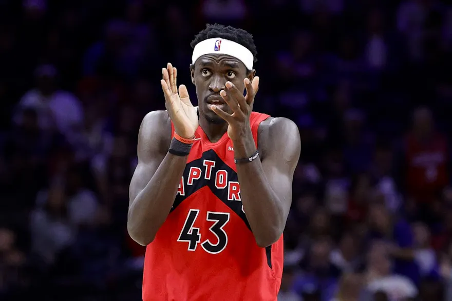 Pascal Siakam of the Toronto Raptors reacts in the fourth quarter against the Philadelphia 76ers.