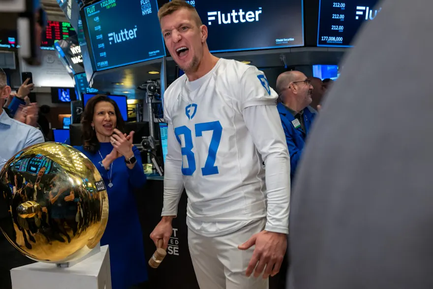 Former NFL tight end Rob Gronkowski celebrates the IPO of Flutter Entertainment, the parent company of FanDuel as we look at the 2023 commercial gaming record.