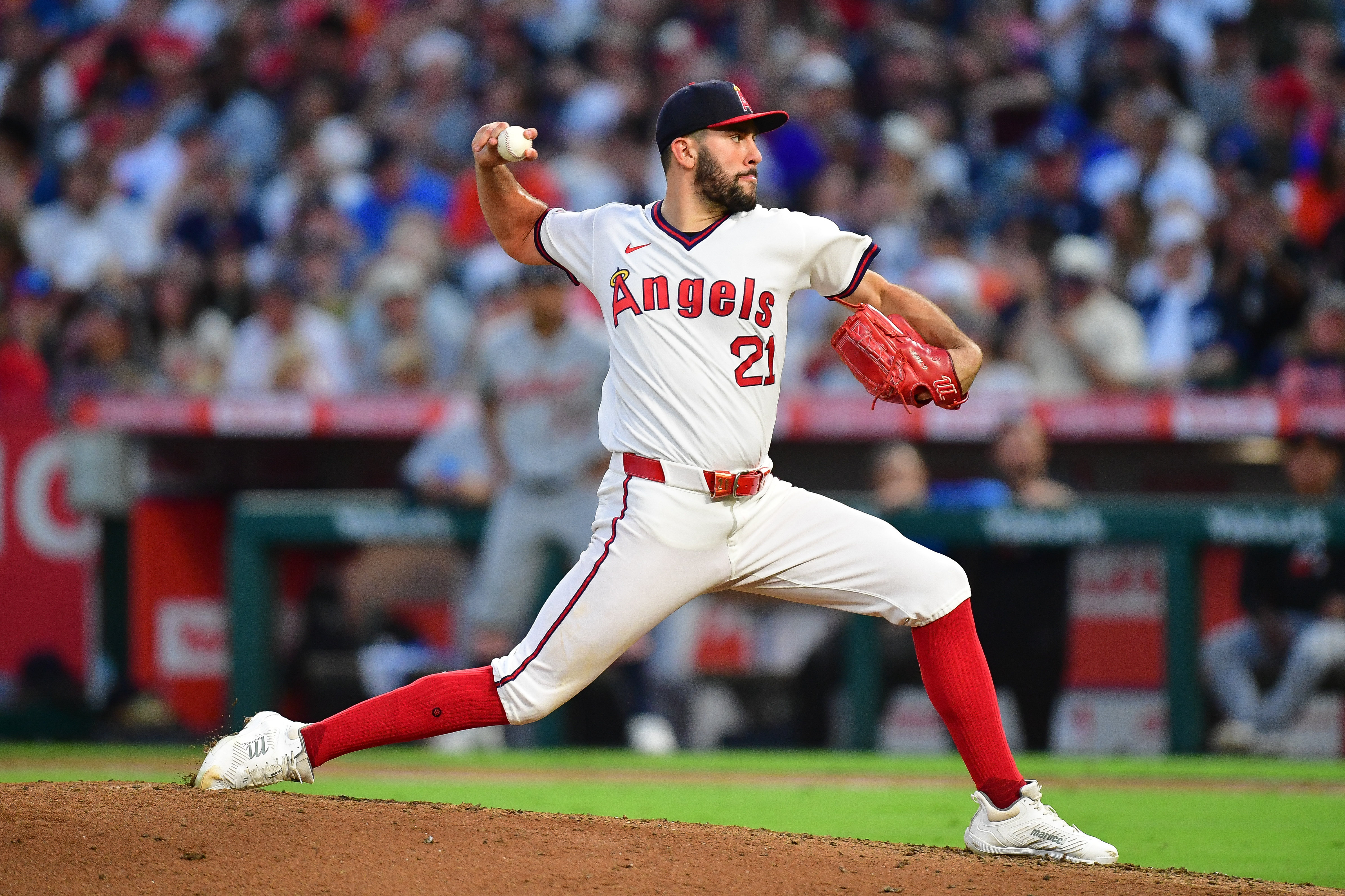 Los Angeles Angels pitcher Grayson Rodriguez - who's featured in my best strikeout props today - throws. 